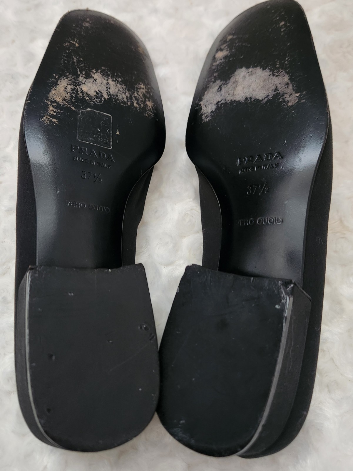 PRADA Women’s Nylon Slip-On Loafers Black Logo Block Heel 90s Size 37.5/US 7