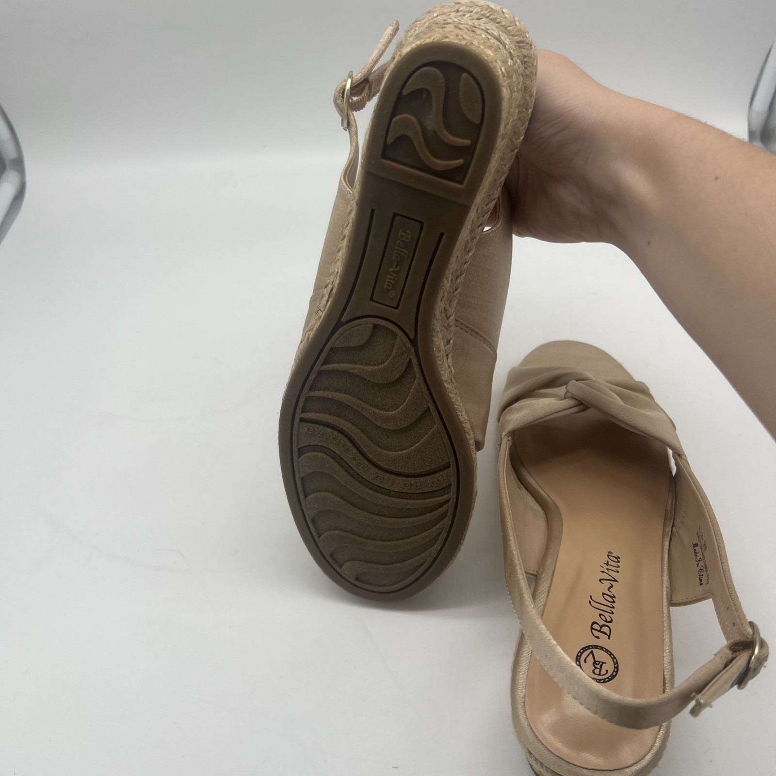 Bella Vita Women’s Kimora Natural Platform Wedge Espadrille Sandals Size 9M