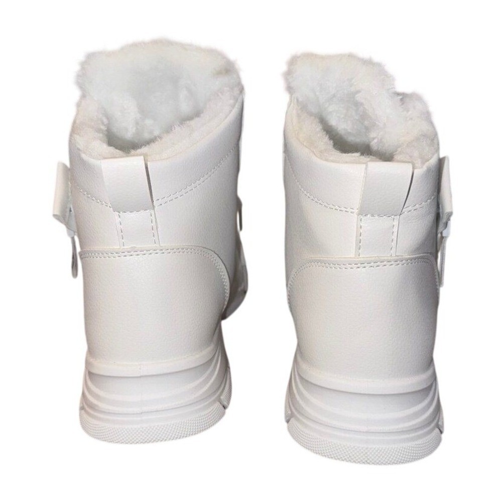 Evolutions Combat Boots Womens 9.5 White Faux Fur Lined Chunky Lug Sole NWOB