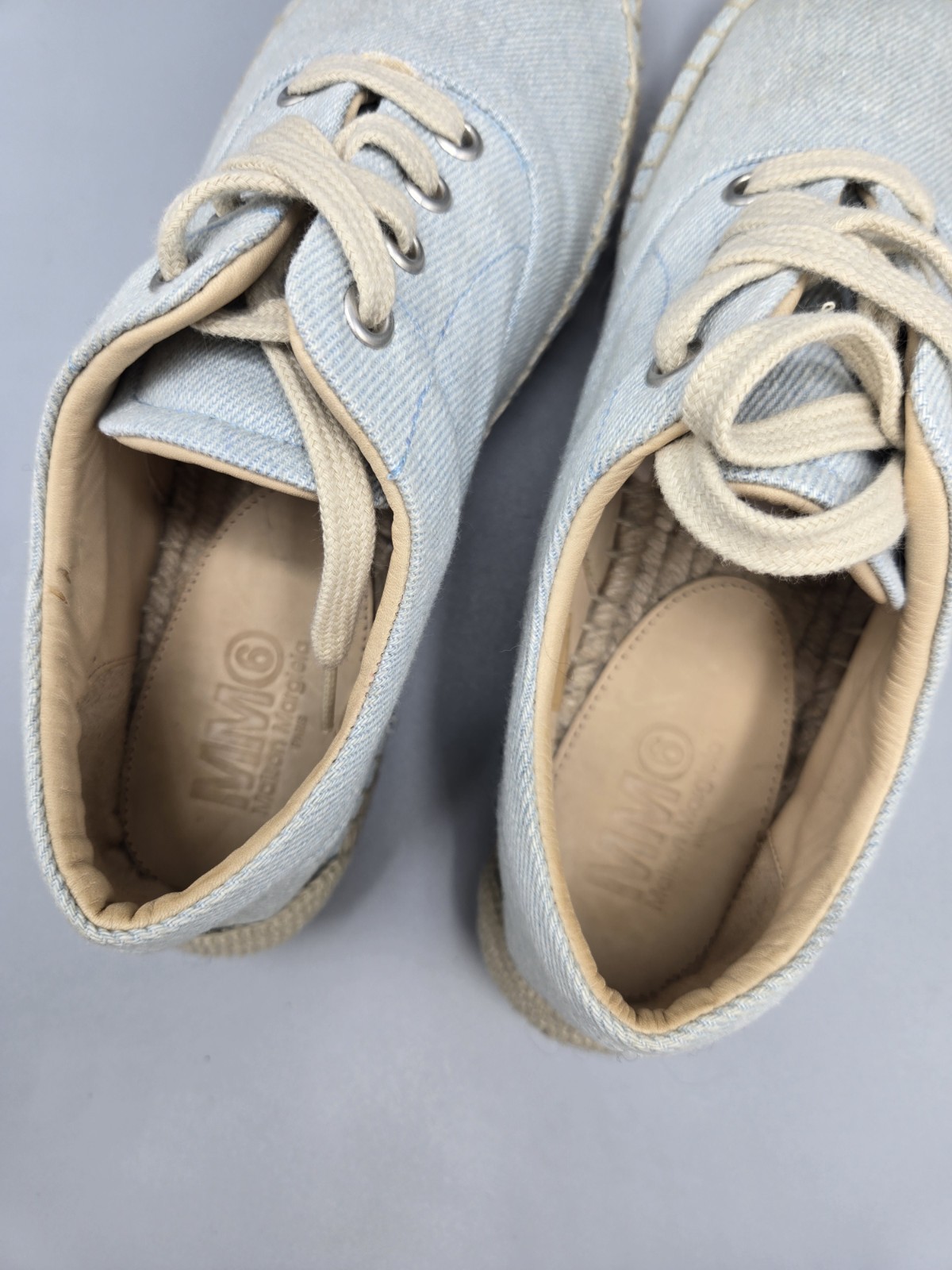 MM6 Maison Margiela Light Denim Lace-Up Platform Espadrilles Size EU 38 / US 8