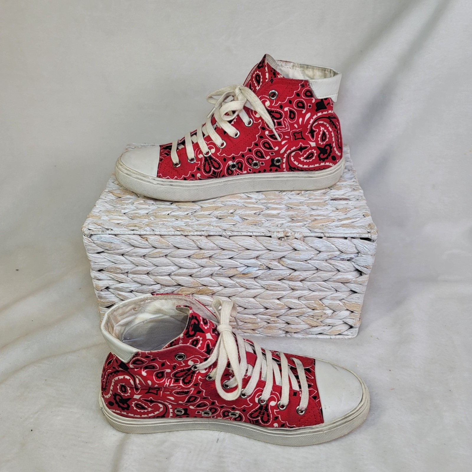 Saint Laurent Bedford Paisley Hi-top Sneaker Boho Hippie Peasant Retro Canvas 8