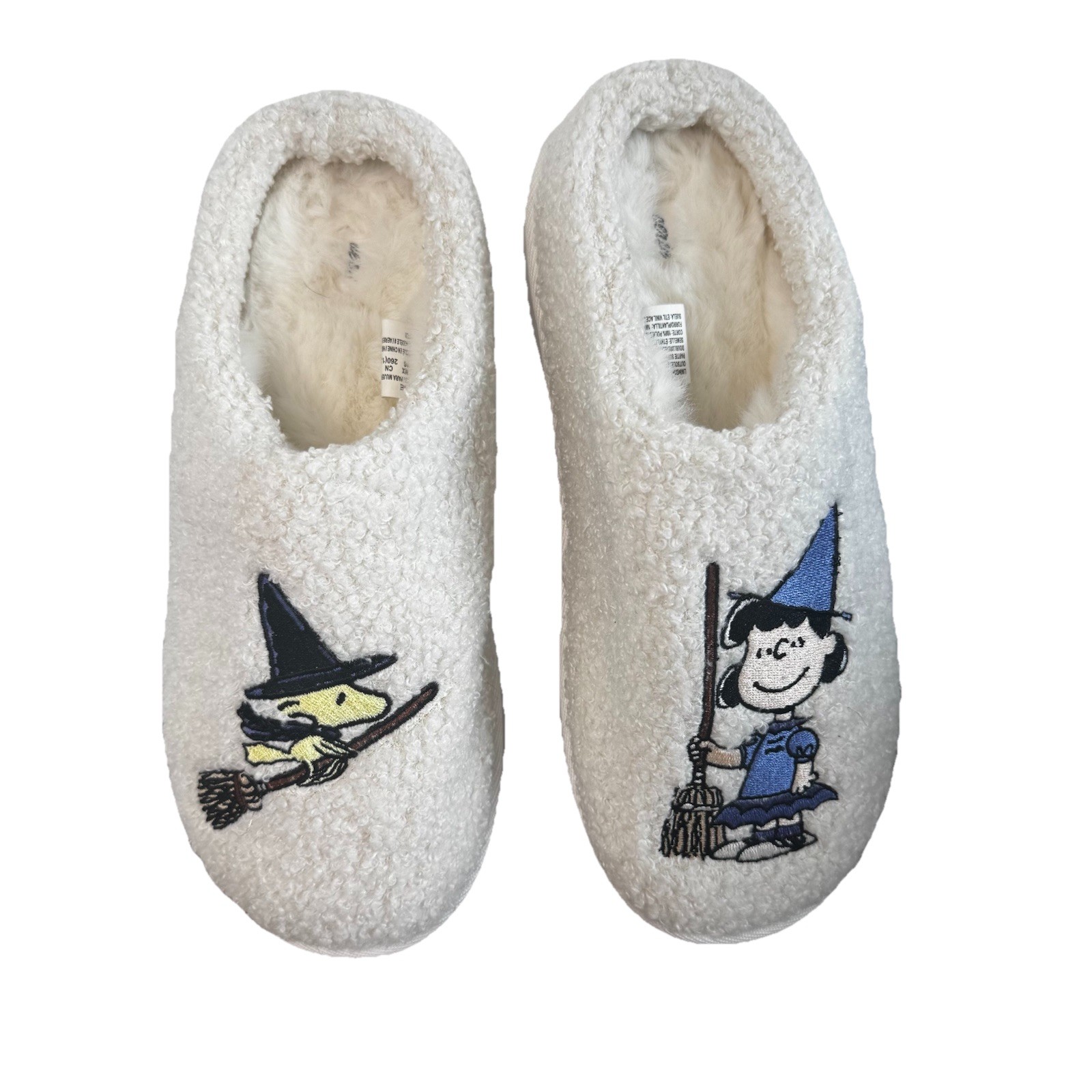 Aerie Halloween Peanuts sherpa-lined scuff slippers Women’s Size 9 Embroidered