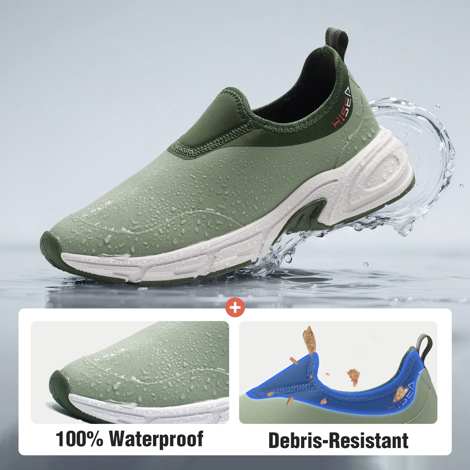 HISEA Women Waterproof Sporty Rain Shoes Slip On Walking Shoes Ankle Garden Shoe