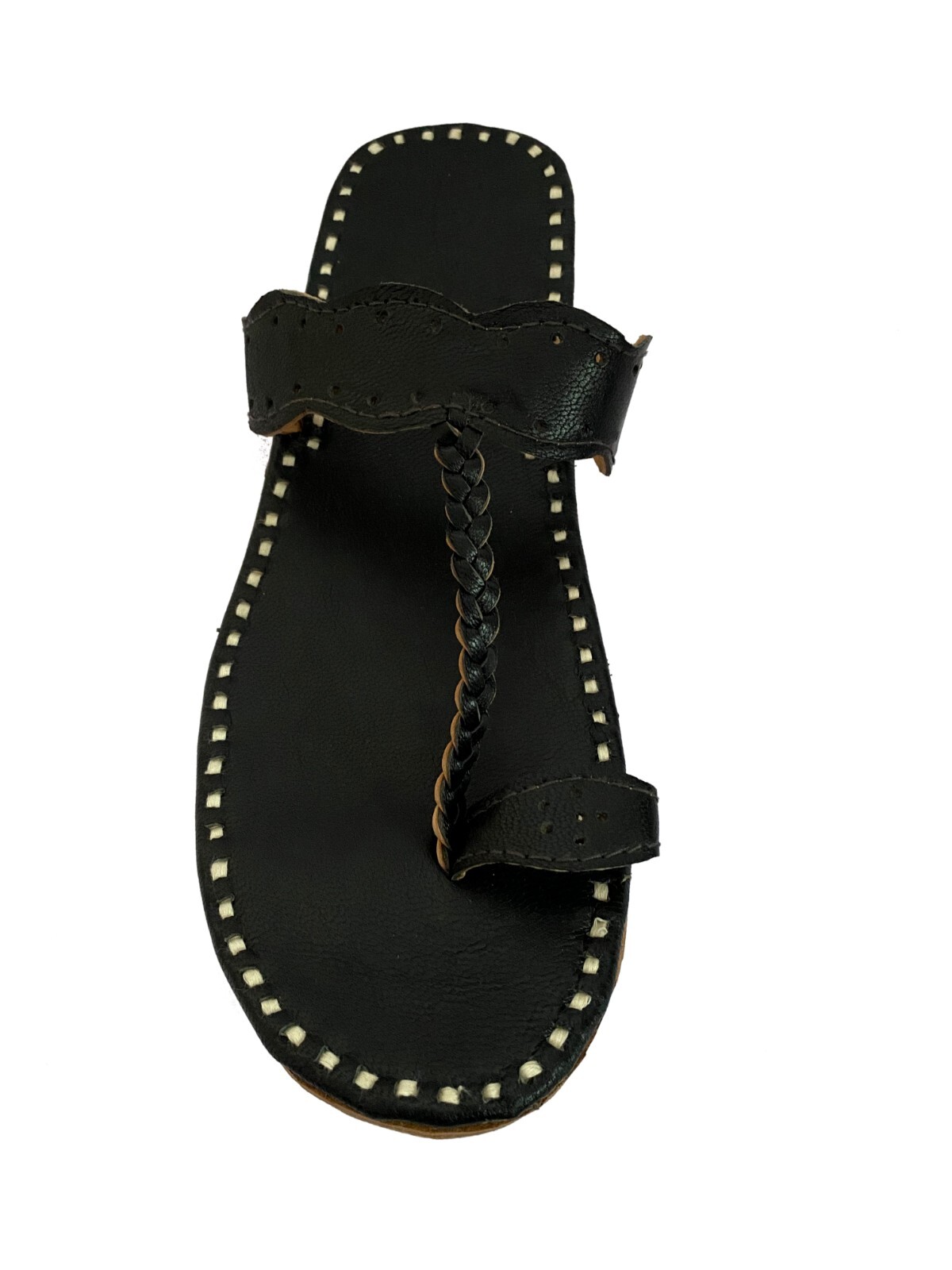 Womens Genuine Black Leather Daily Wear Casual Dress Sandals Slippers Girls Shoe