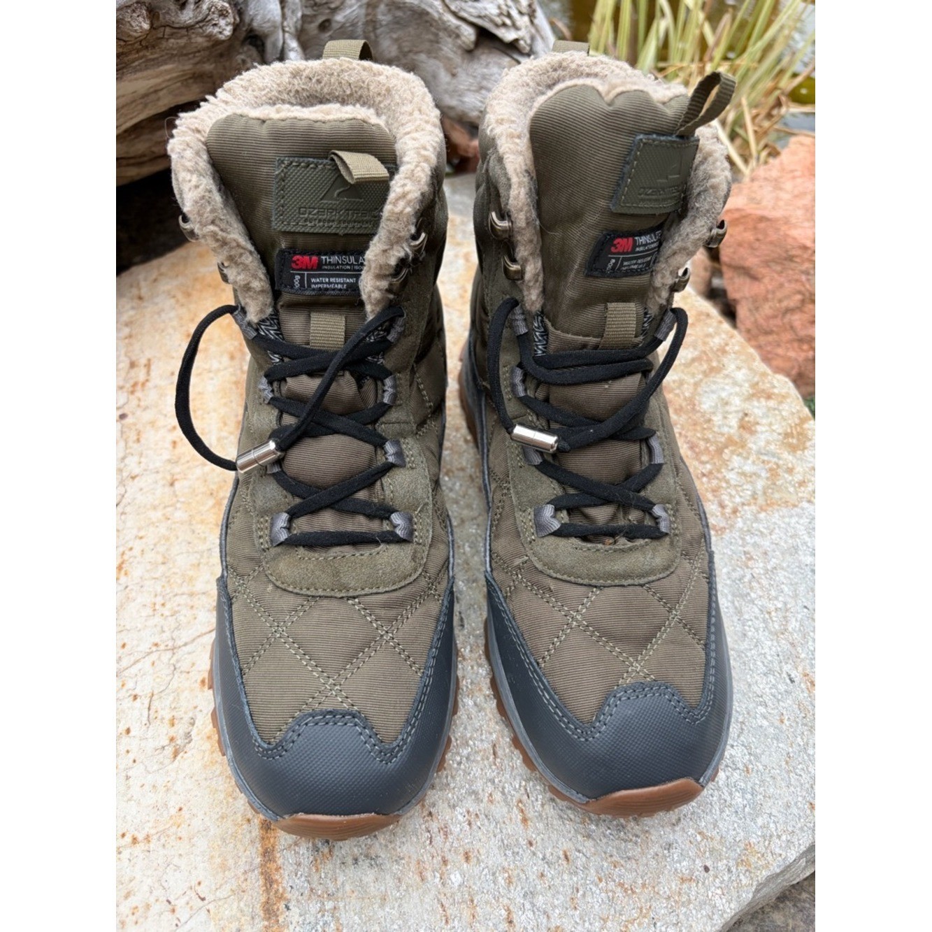 Ozark Trail Womens 8 Insulated Winter Snow Boots Brown Lace Up Hiking