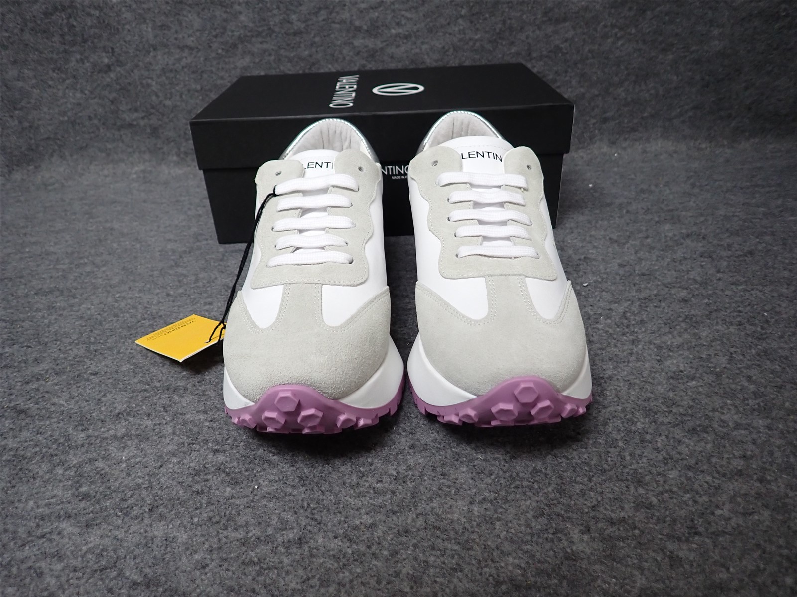 NEW Valentino Anais Italian Leather Suede Sneaker Grey Women’s Size 6.5 (SS76)