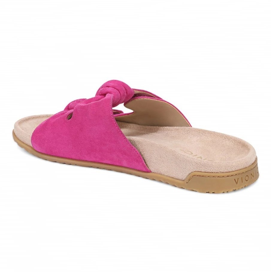 VIONIC Women Elara Slide Sandal, Rose Violet Suede (NEW)