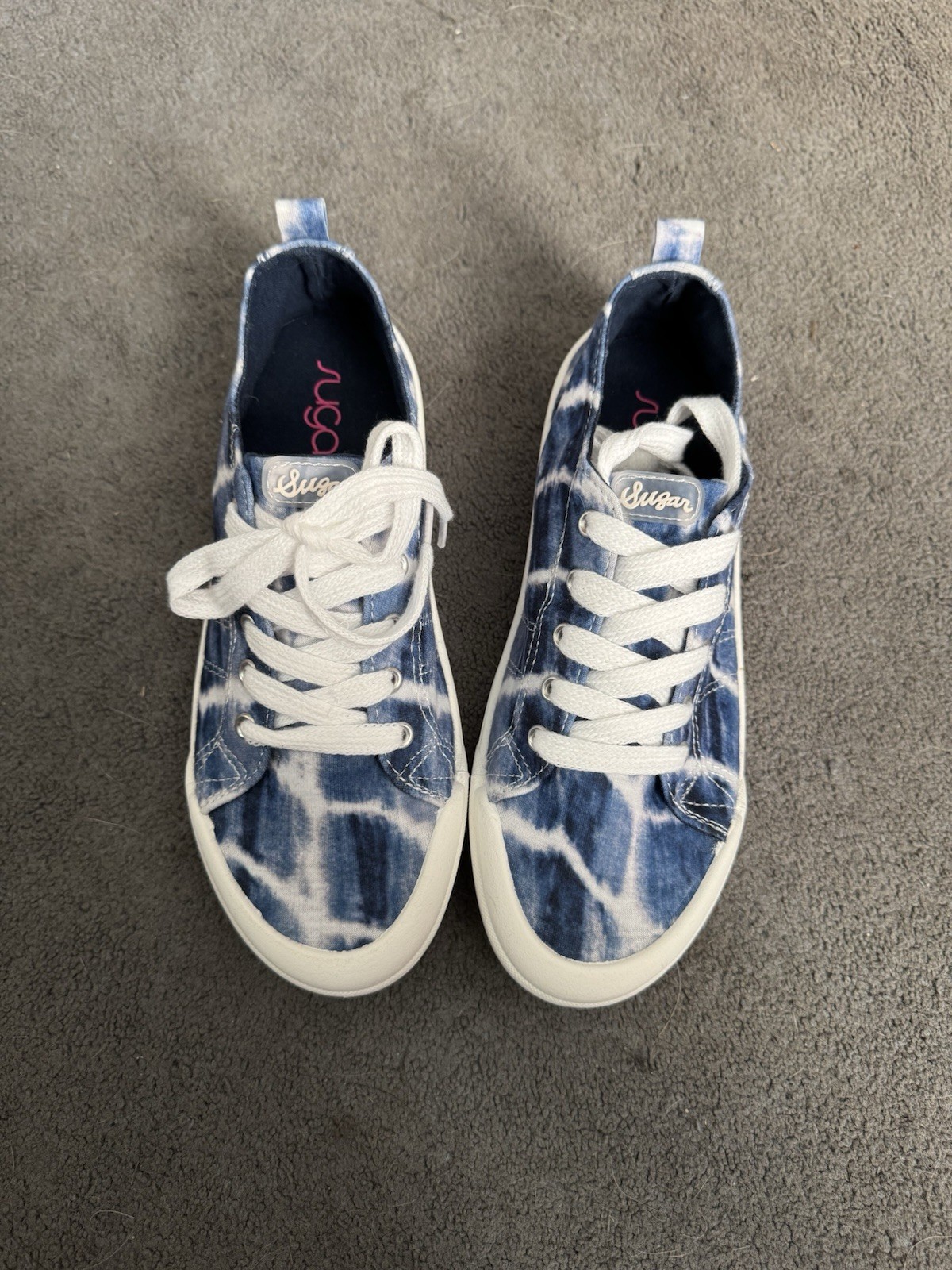 Sugar Festival Navy Tie Dye Sneakers Womens Size 7 Canvas Lace Up Shoes Box