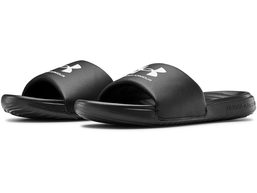 Under Armour 3023772 Women’s UA Ansa Fix Slides, Black/White, Size 10