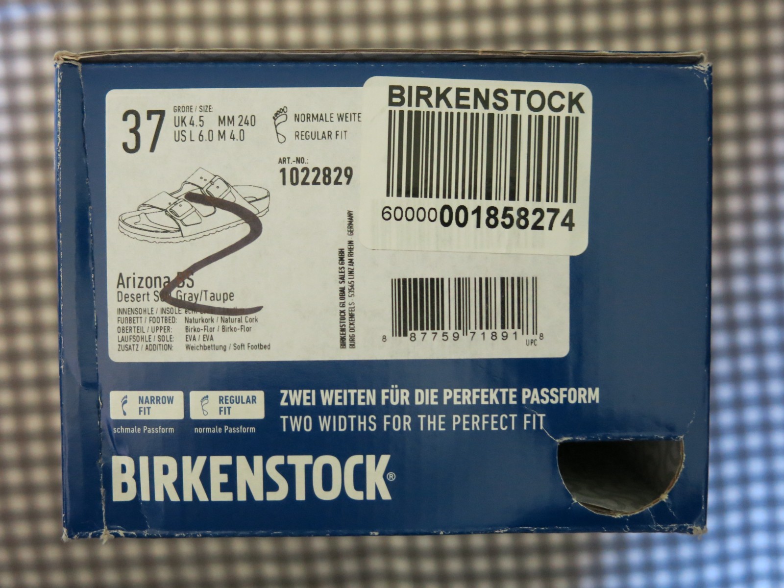 Birkenstock Arizona Soft Footbed Birko-Flor® sandal Desert Soil Gray/Taupe EU 37