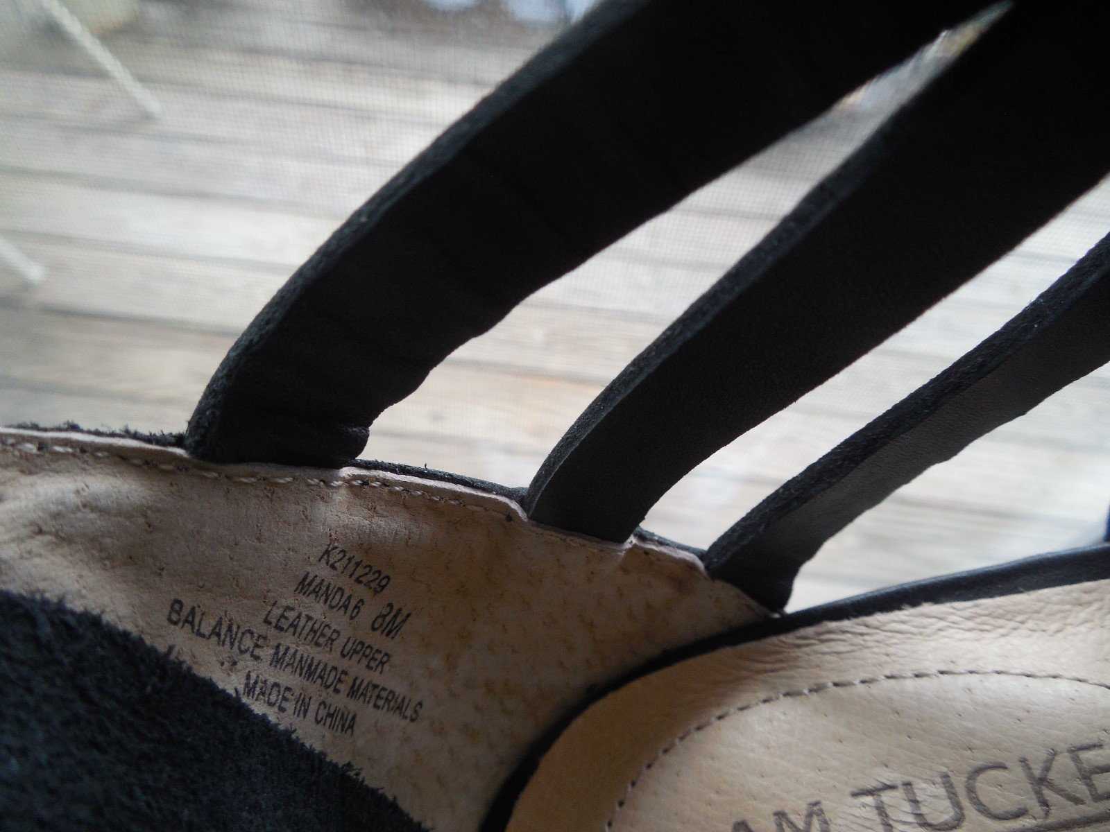 ADAM TUCKER (me too) NEW! Black Leather Ankle Strap size 6.5M heels 3″ lace up
