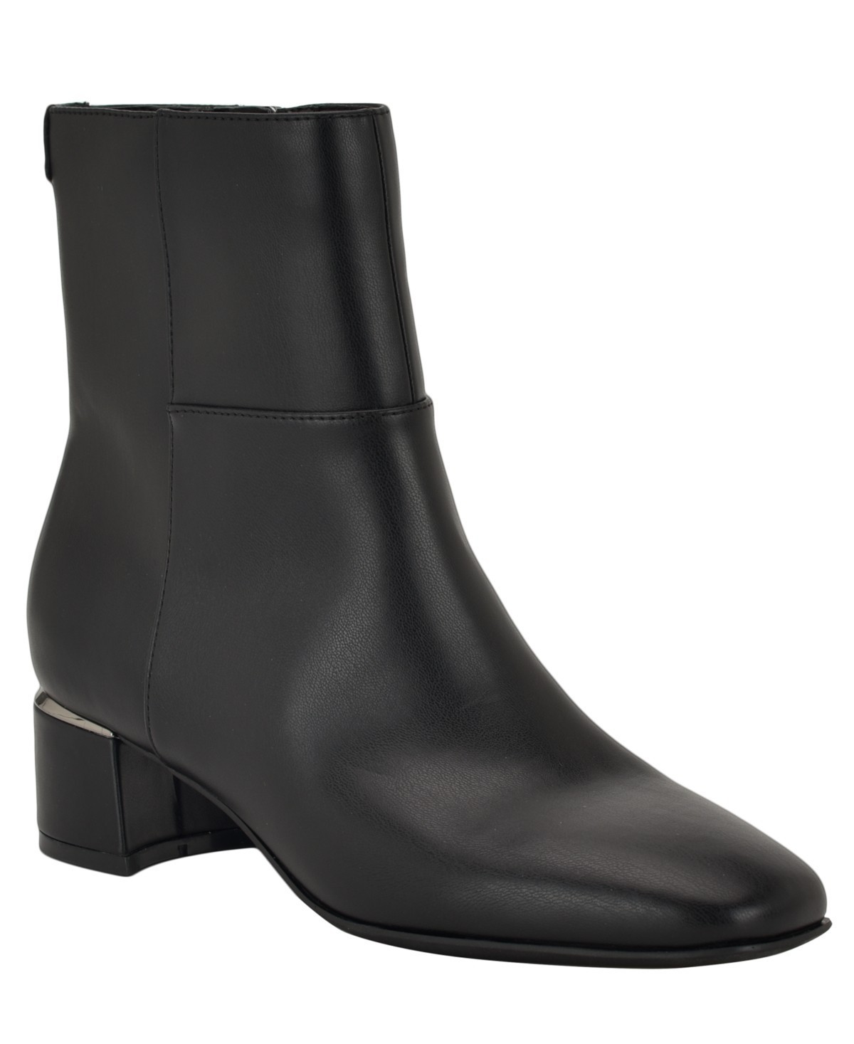 #22 Calvin Klein Women’s Parry Block Heel Ankle Booties – Black Smooth