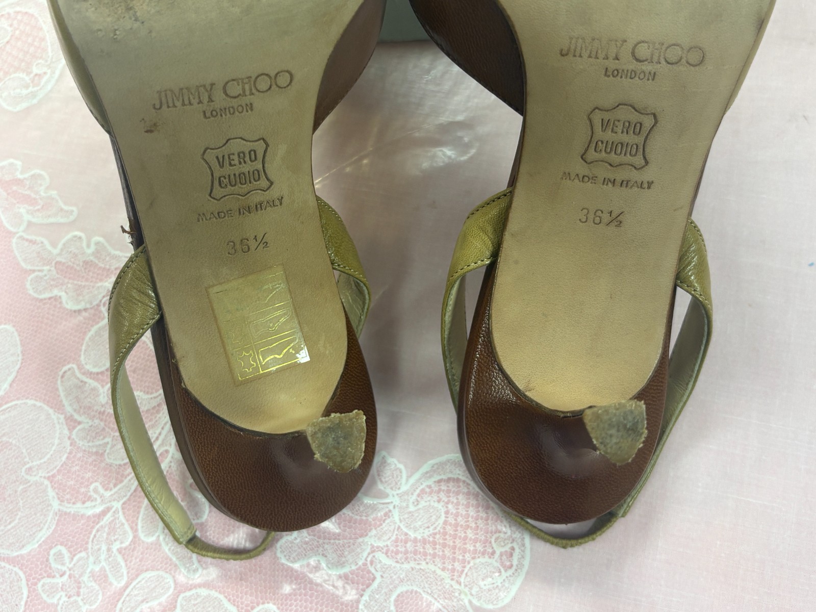 Jimmy Choo for Anya Hindmarch-Women-Beige/Brown heel Shoesd.Us Sz-6/Eur-36,5.Ita