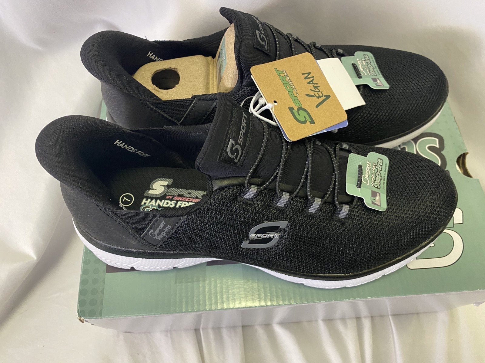 S Sport by Skechers® Syrka Step-In Sneakers, in Black, Size 7, Vegan, New w/ Box