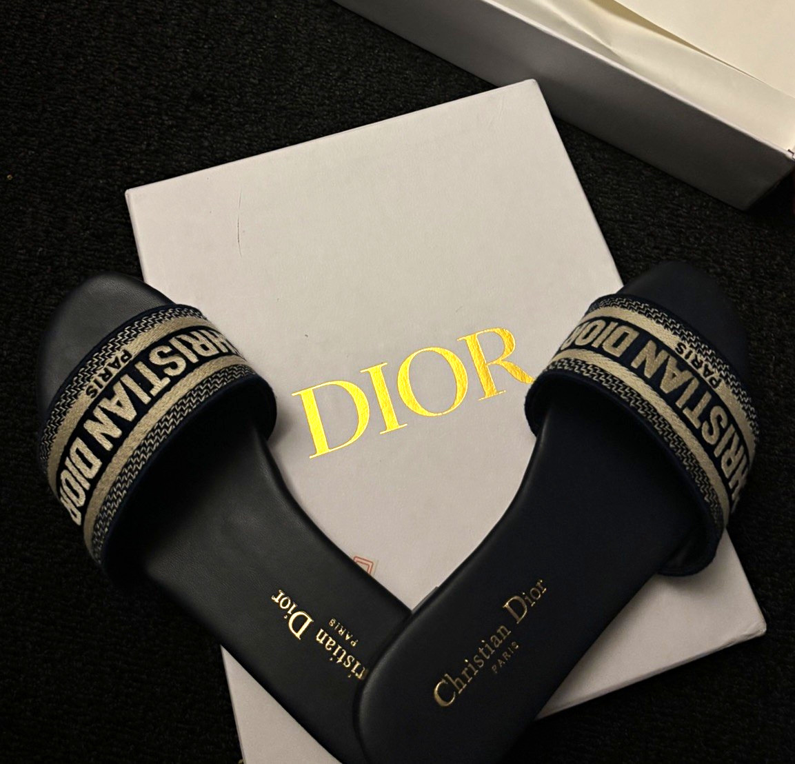 Dior Women’s Black Logo Slip-On Slide Sandals Synthetic EU 40 US 9