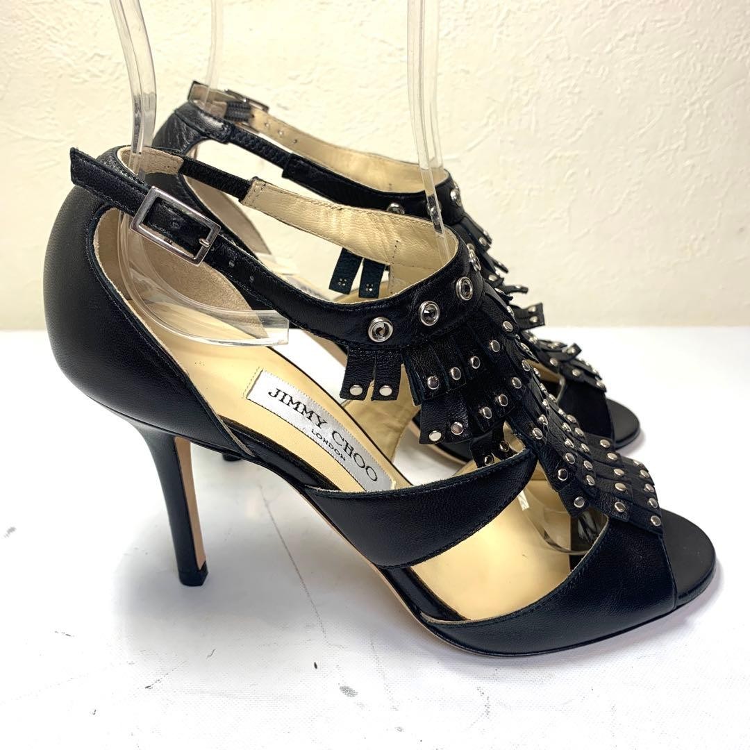 JIMMY CHOO Black Leather Open Toe Pumps Heels Women’s Size 36