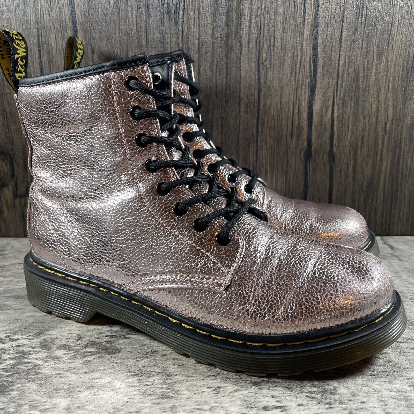 Unisex Dr. Martens 1460 Glitter J Boots Dark Pink Lace Up Zip Women’s Size 5