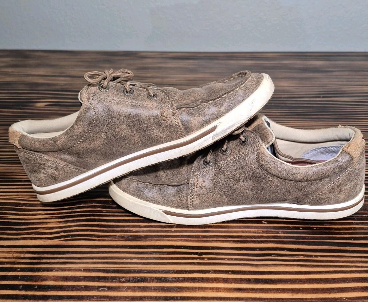 Twisted X Western Sunflower Moc Toe Brown Leather Shoes Womens Size 8.5