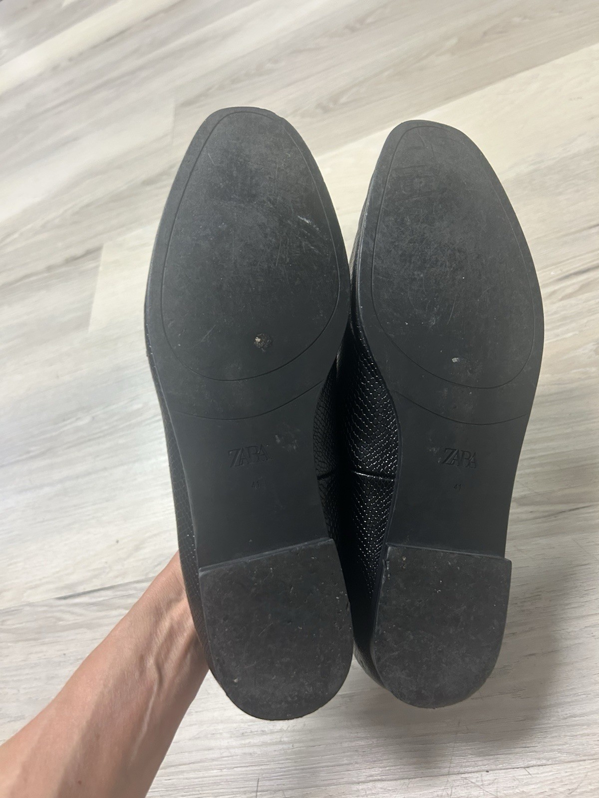 Zara Tassel Loafers Women Sz 10 EU 41 Black Pebbled Slip On Workwear Minimalist