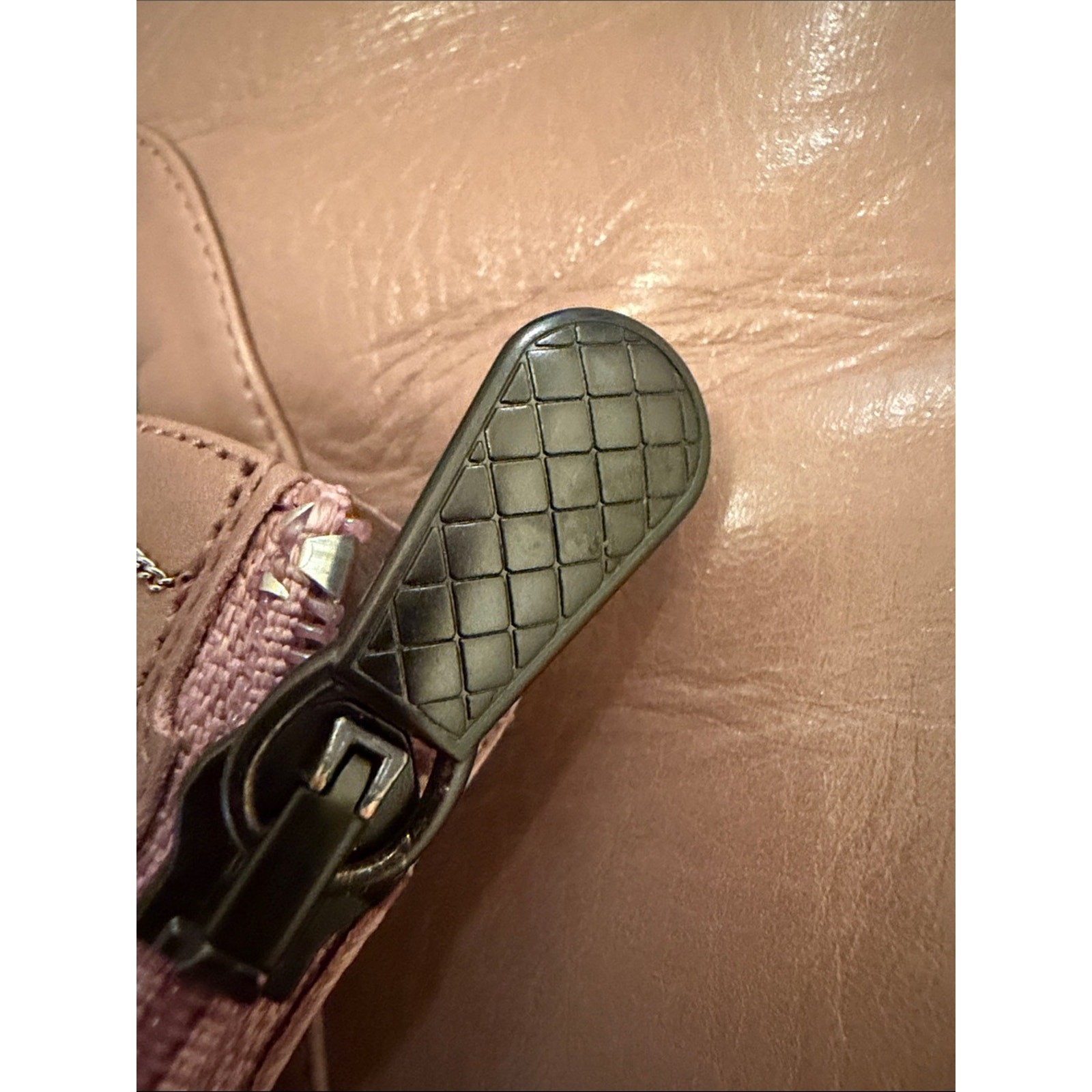 BOTTEGA VENETA Sz 38.5 Leather Sock Boots, pale mauve color, 2.5-3″ heel, Cute!