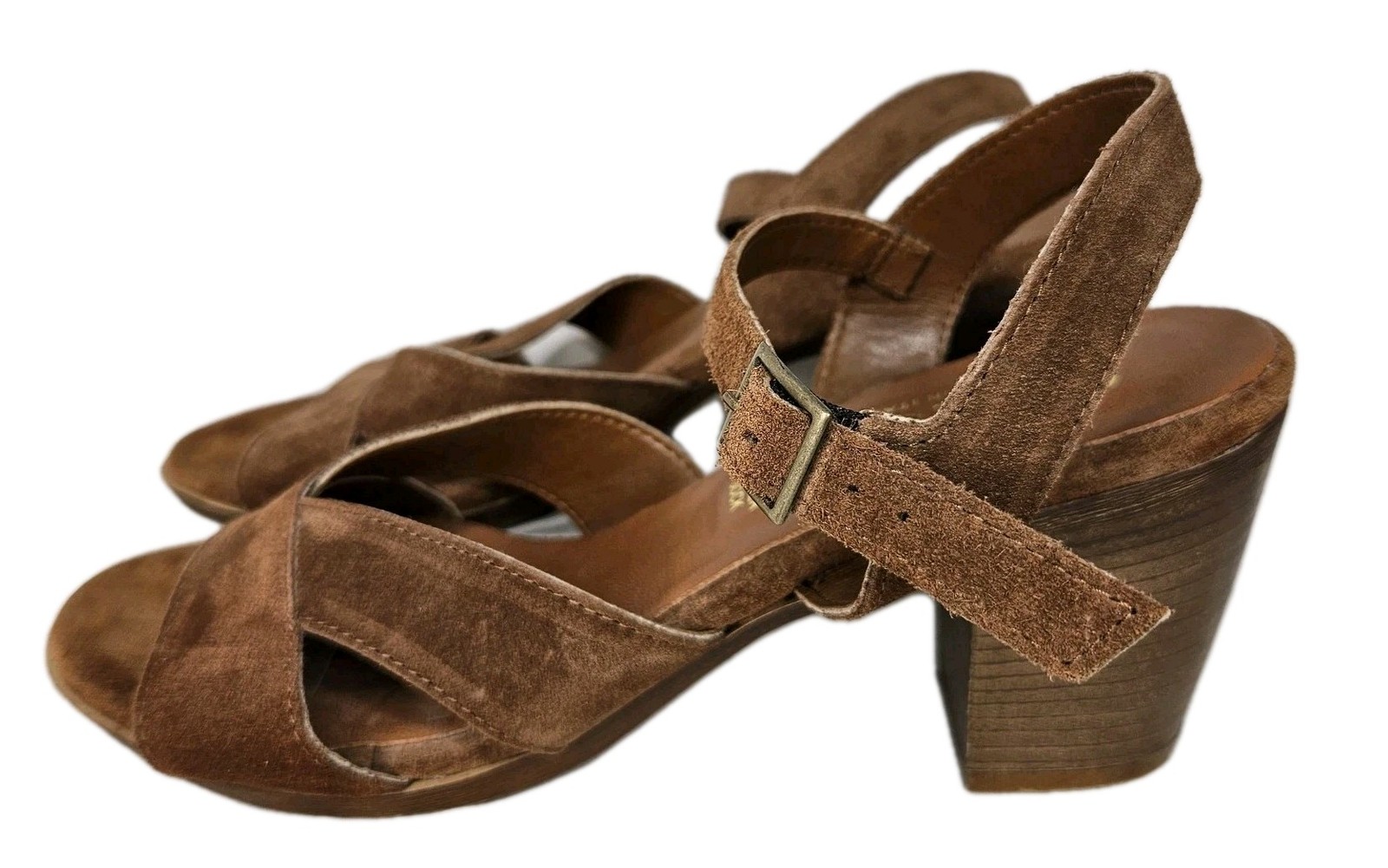 Mariella Made in Italy Brown Suede Leather Block Heel, Size 9