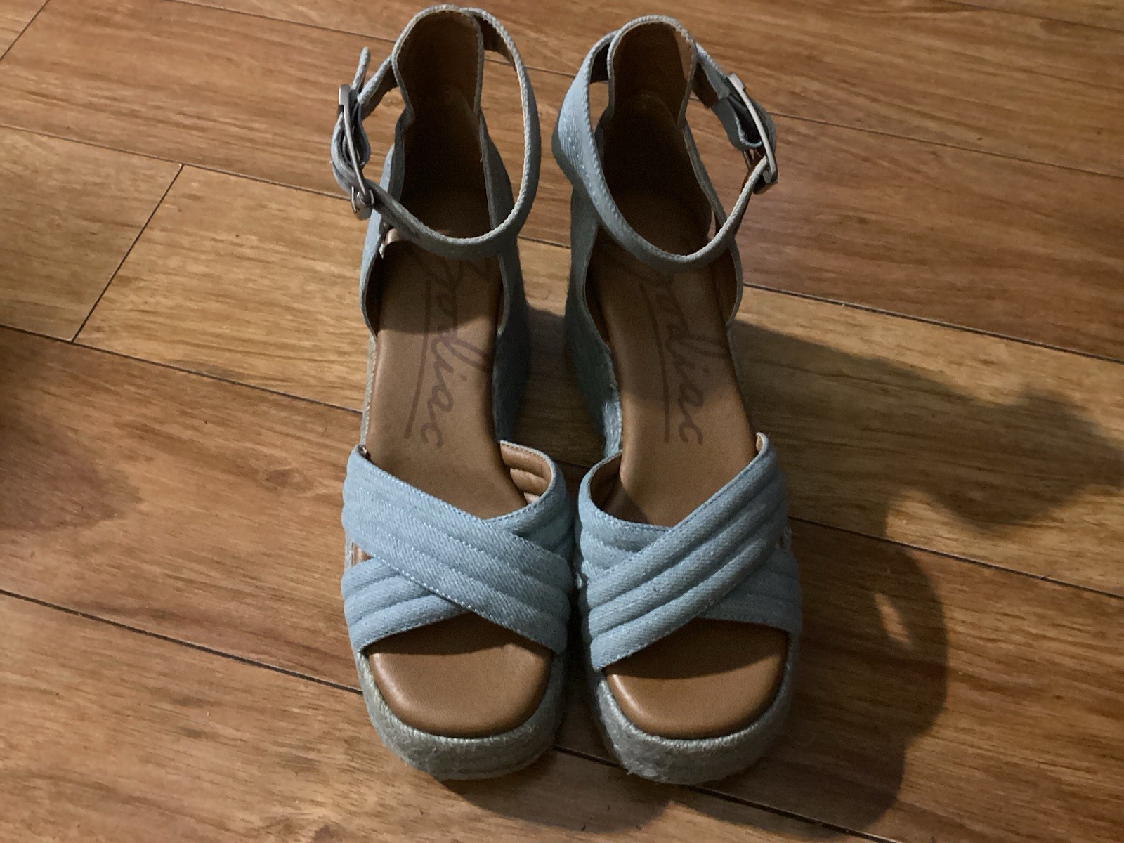 Women’s Zodiac Wedge Espadrille Sandal Lt. Denim Blue Size 6 New