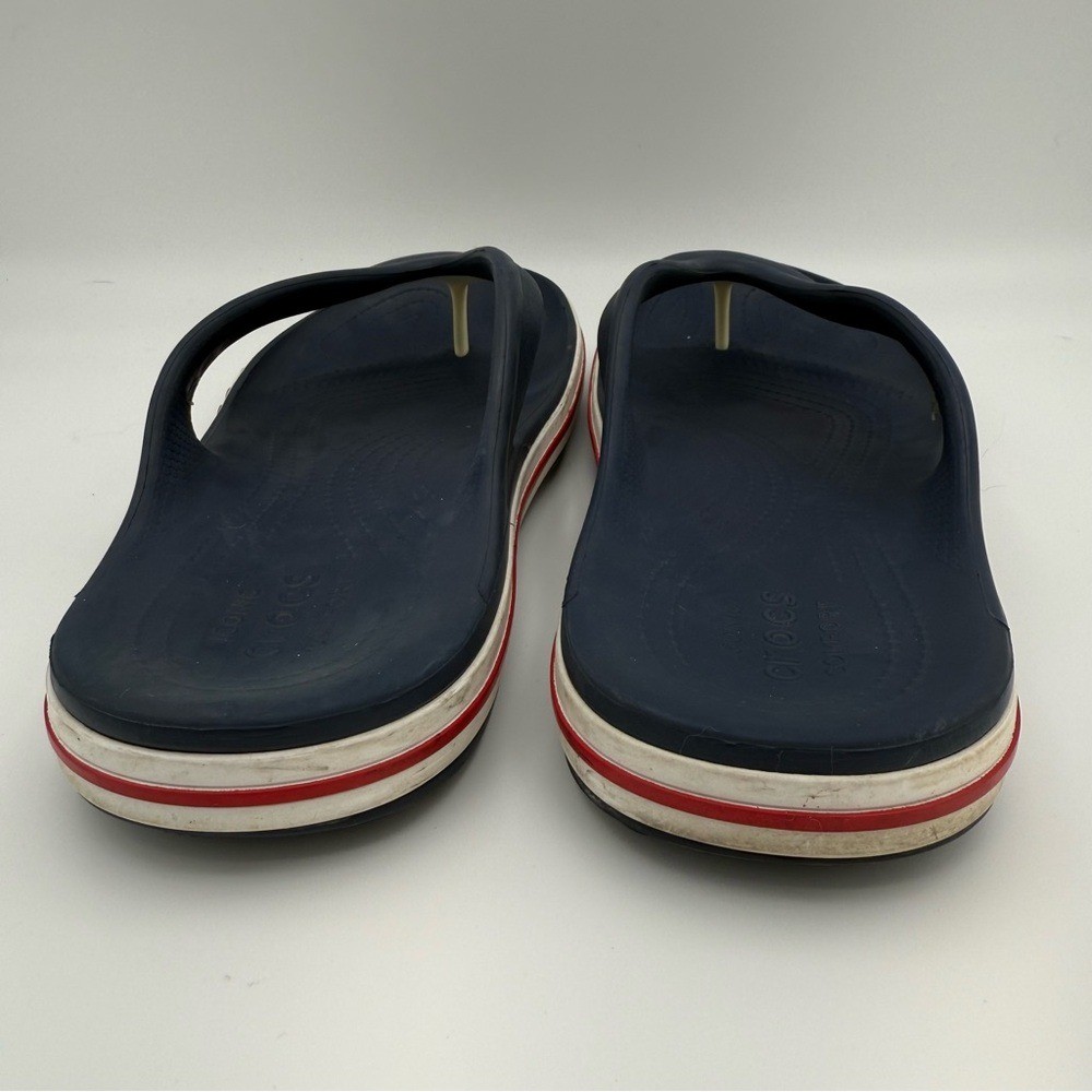 Unisex Crocs Bayaband Navy White Red Flip-Flops Sandals Size 8 Men’s 10 Women’s