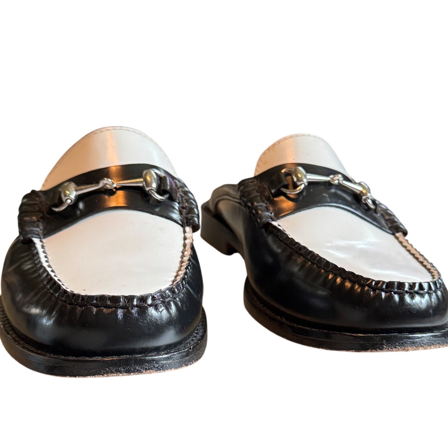 G.H. Bass Weejuns Lianna Mule 7 Black White Bit Loafers Dark Academia Preppy