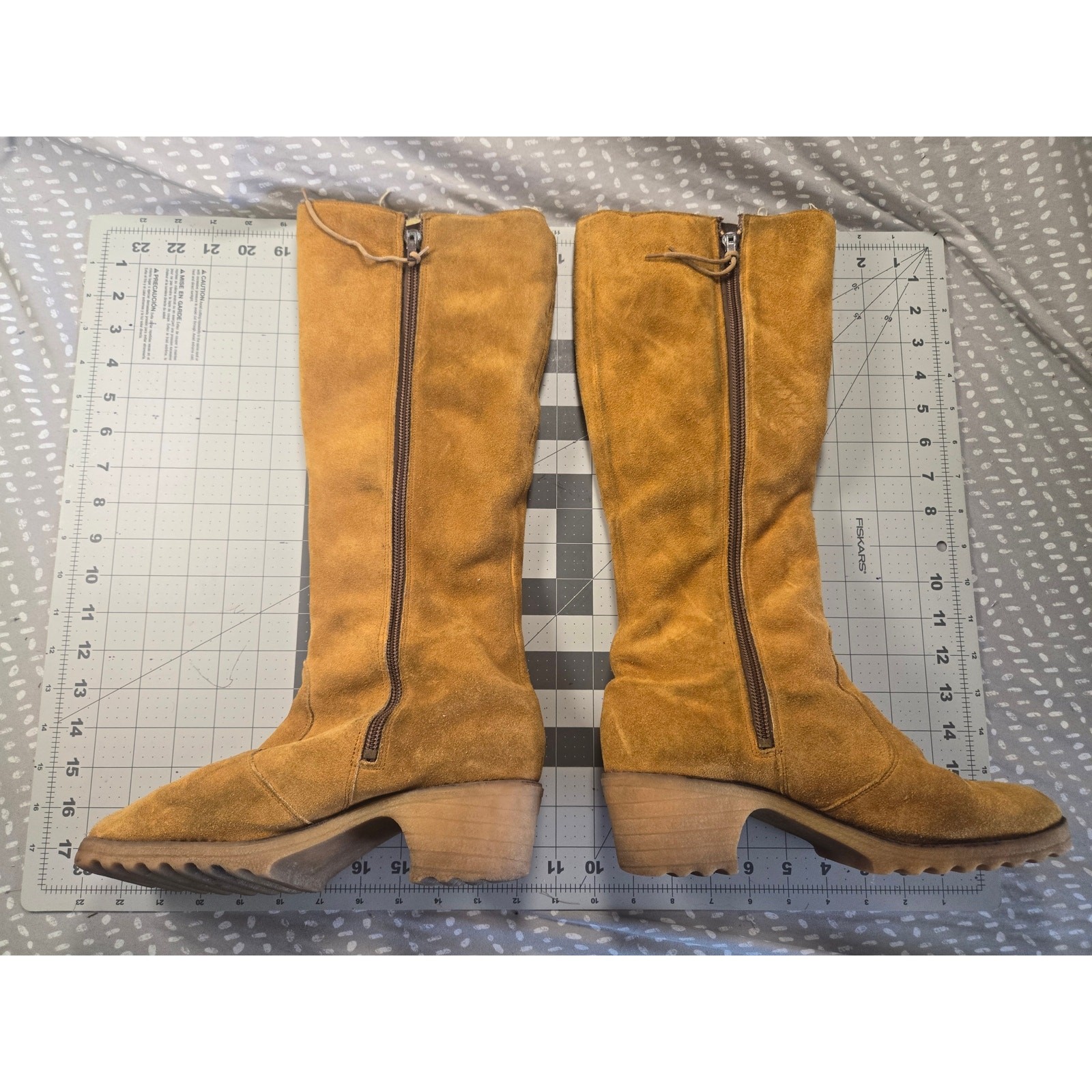 Vintage 1970s Suede Shearling Boots, Boho Mod Winter Boots, side zip