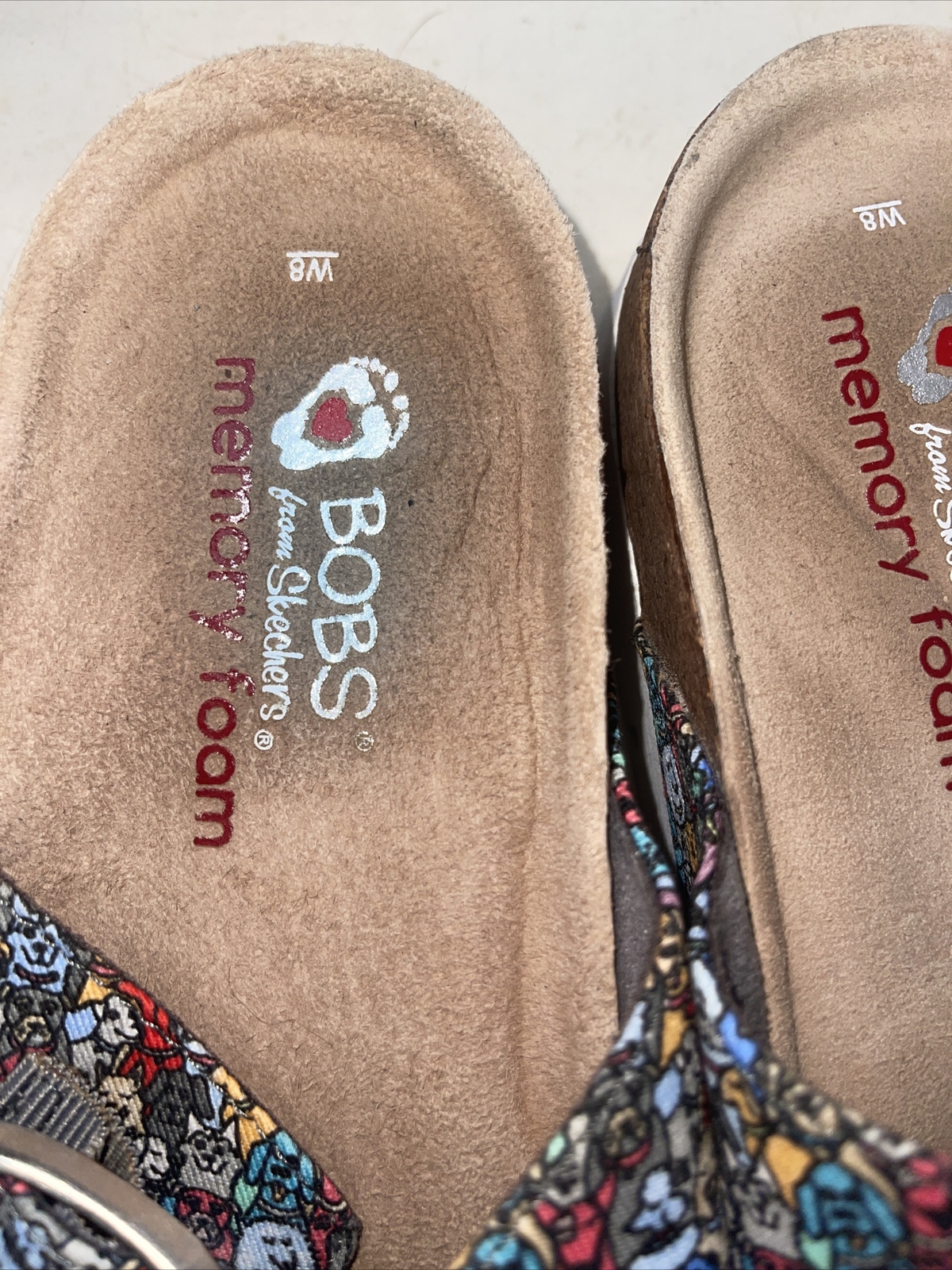 Bobs from Skechers Platform Bohemian Dog Print Double Buckle Sandals Sz 8 Mm15