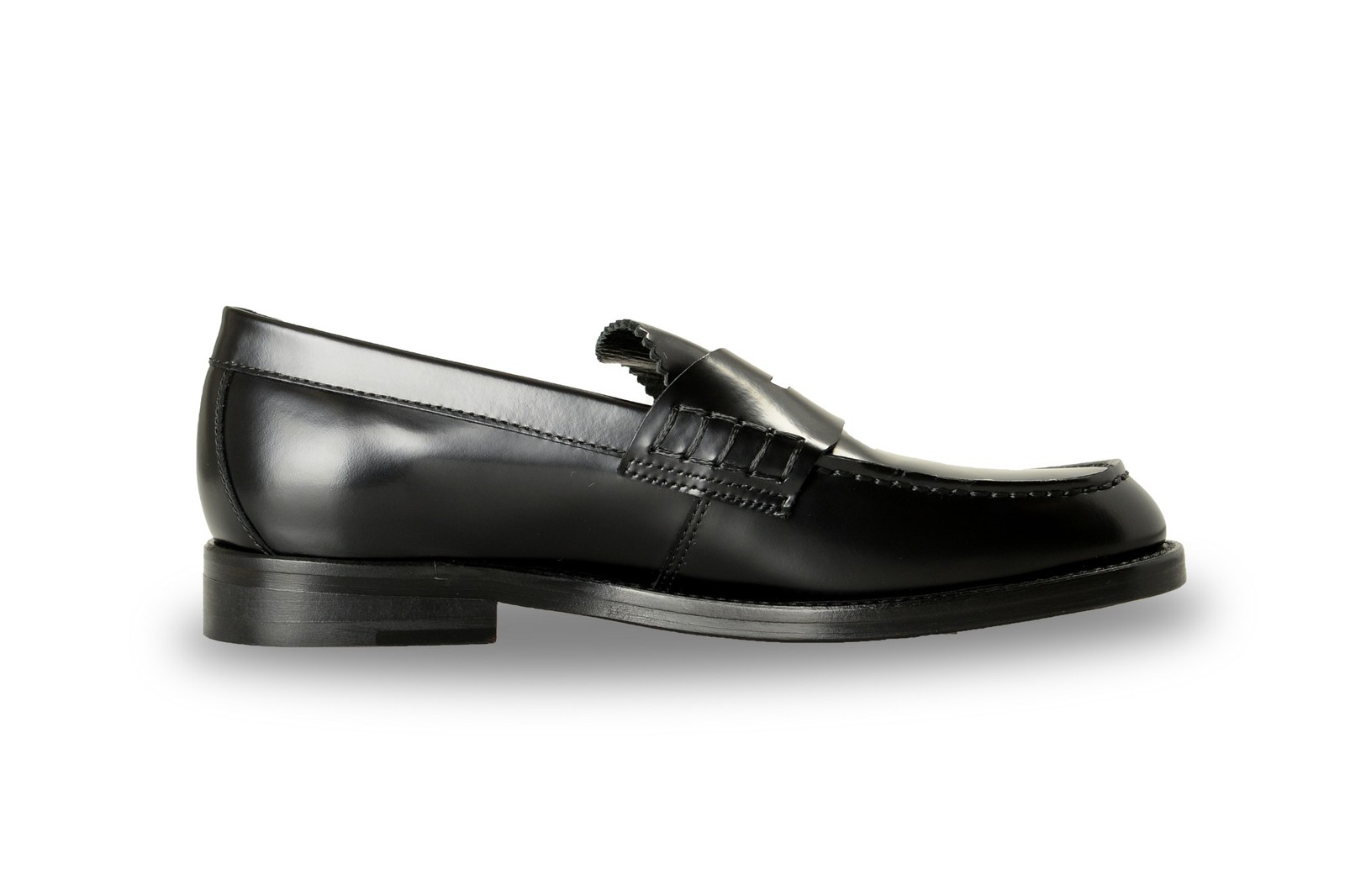 Versace Women’s Black 100% Polished Leather College Loafers Shoes US 6 IT 36