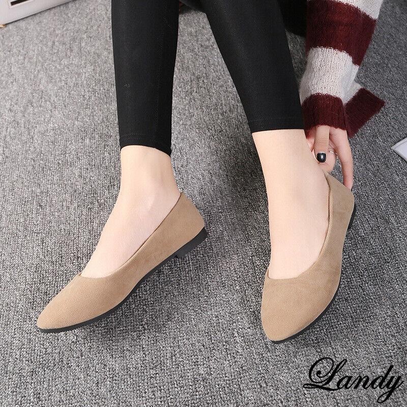 Womens Flat Suede Ballet Ballerina Bridal Slip On Casual Pumps Shoes Oversize