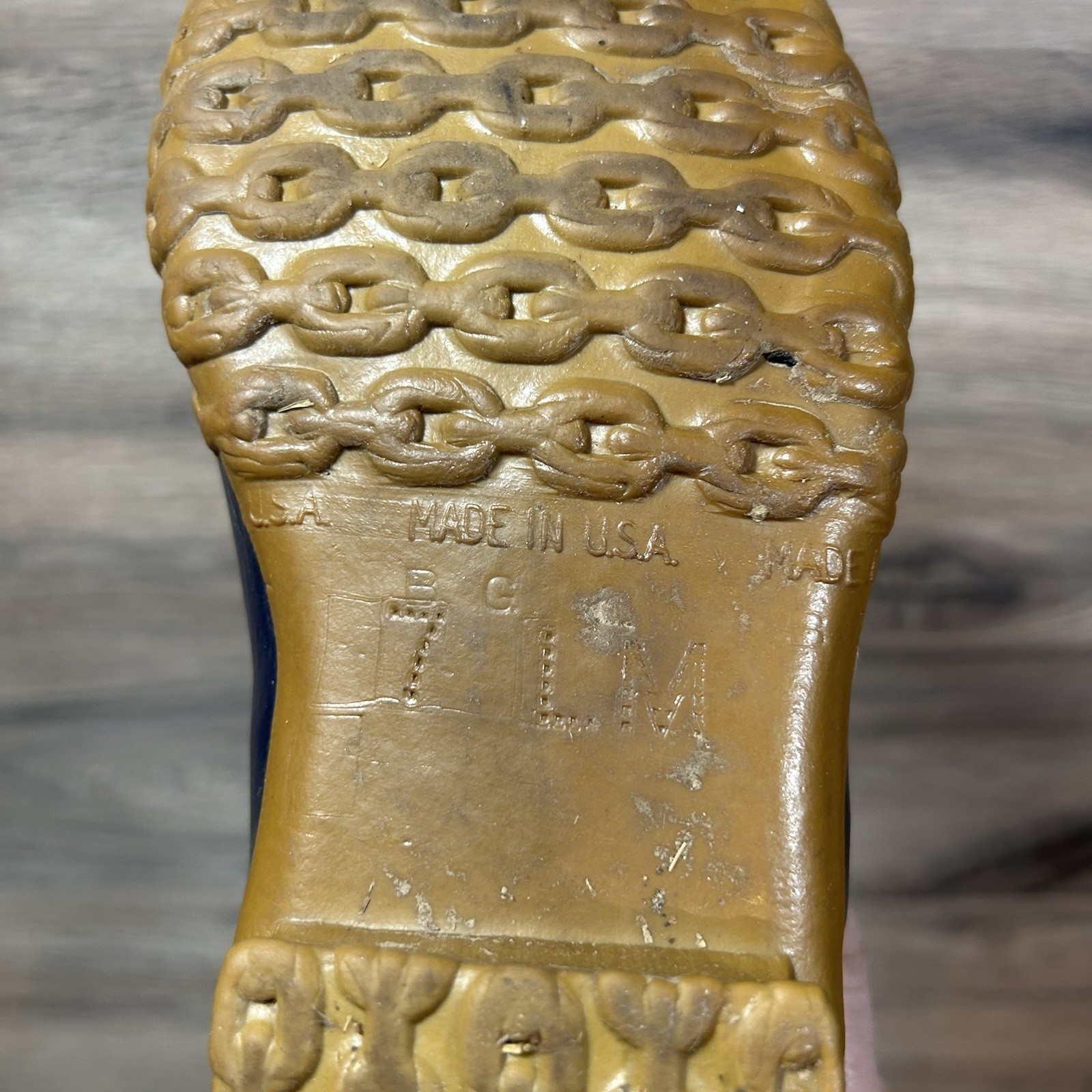 Vintage L.L.Bean Maine Women’s US 7 Hunting Duck Shoes Blue Beige Rain Boots