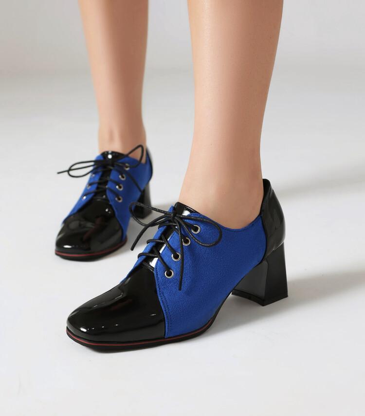 Womens Formal Business Pump Retro Elegant Casual Lace Up Block Chunky Heel Shoes