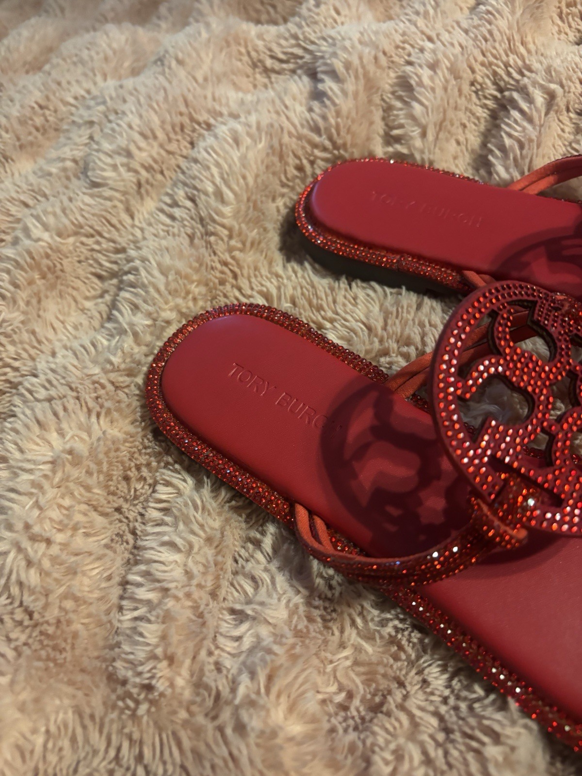 Red Blinged Tory Burch Sandals