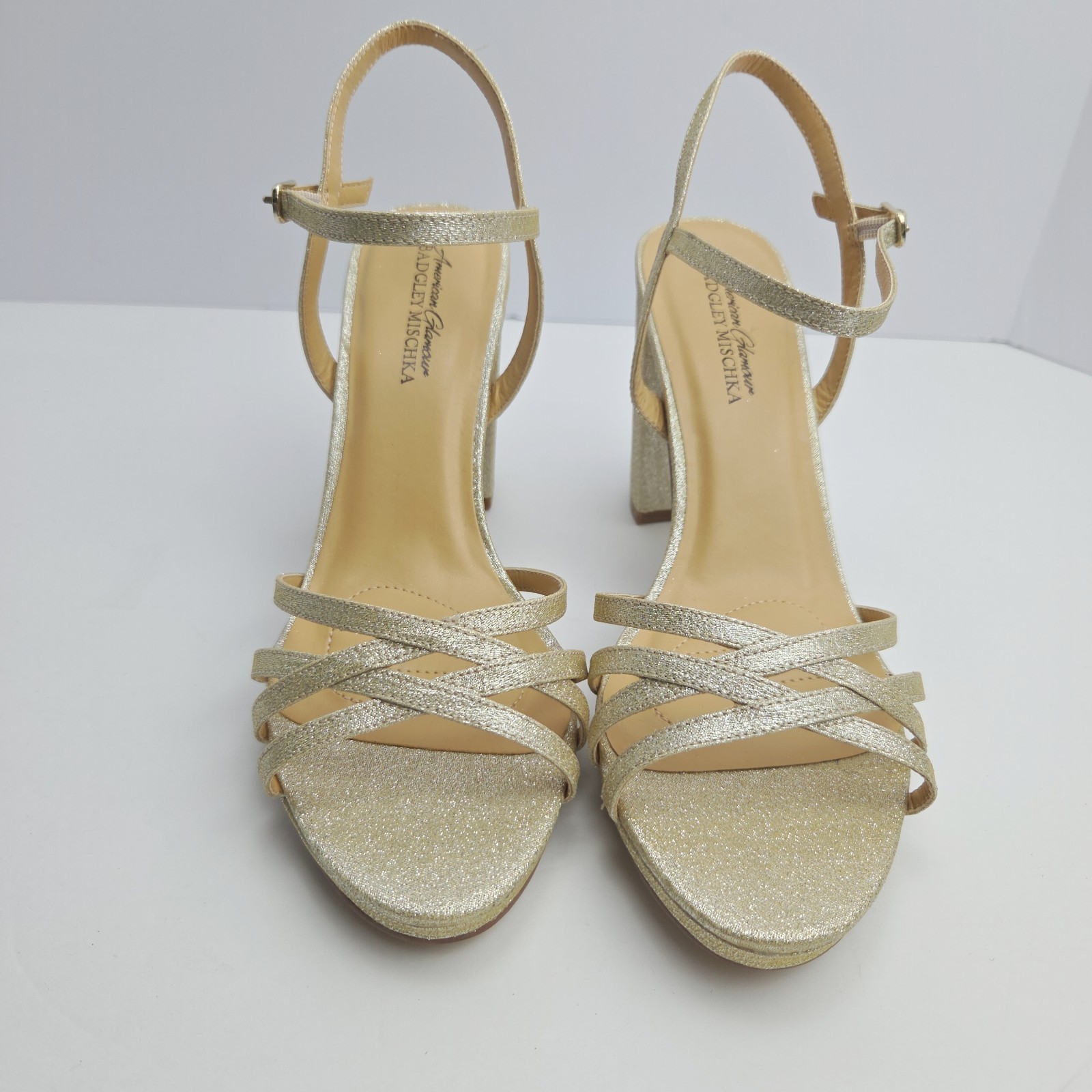 Badgley Mischka Kyleen Womens 11M Champagne Gold Glitter Wedding Party Heels