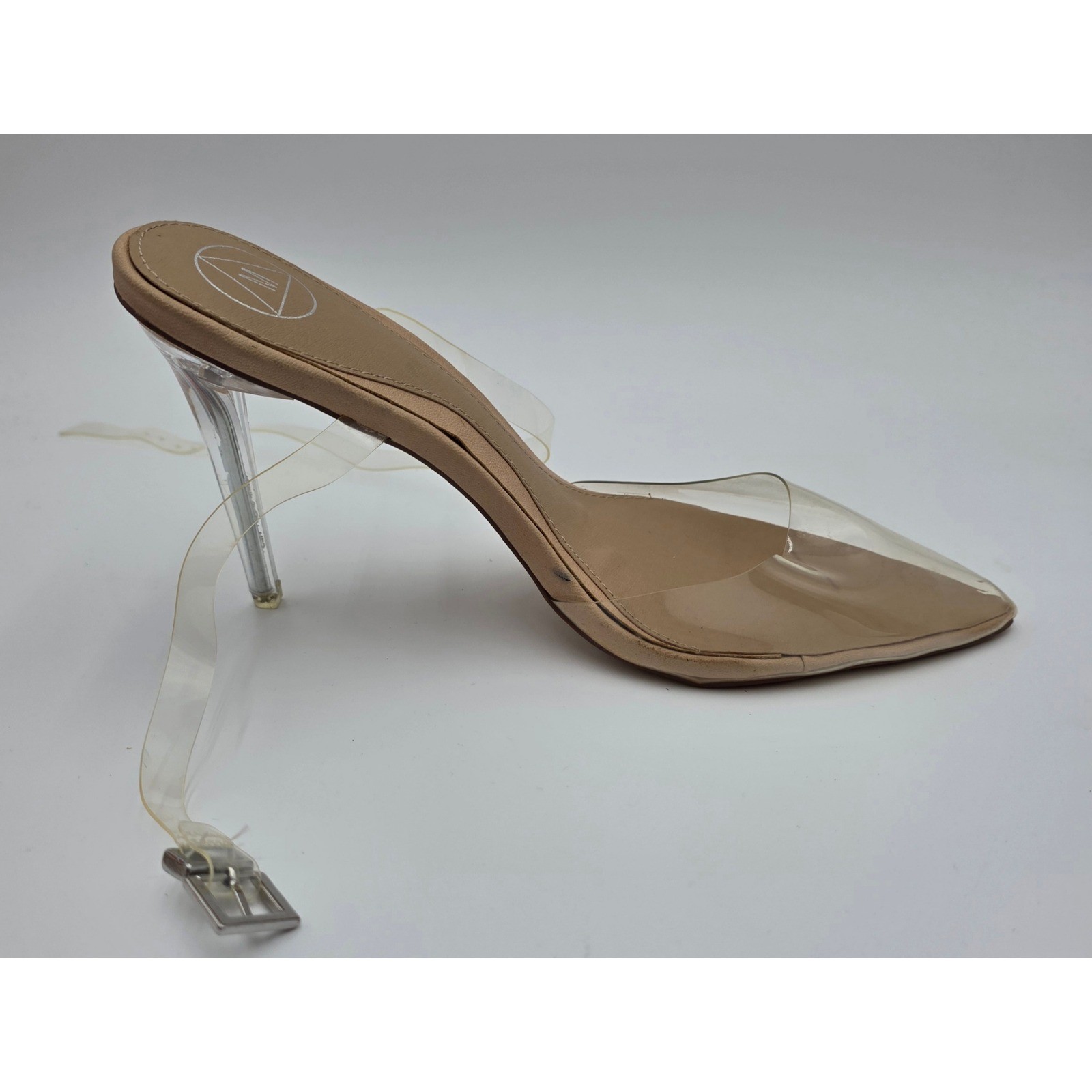 Missguided Clear Pointed Toe Pumps Transparent Ankle Strap Stiletto Heels Size 7