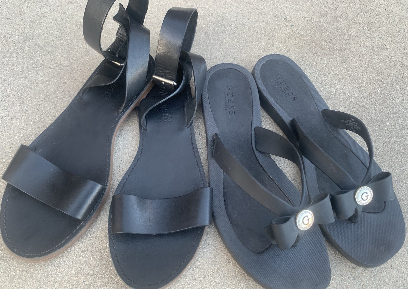 Madewell Women’s Black Leather Ankle Strap Sandals US 7 / Guess Sandals US 7