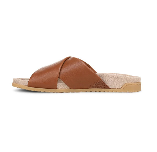 VIONIC Etna Slide Sandal, Tan Leather