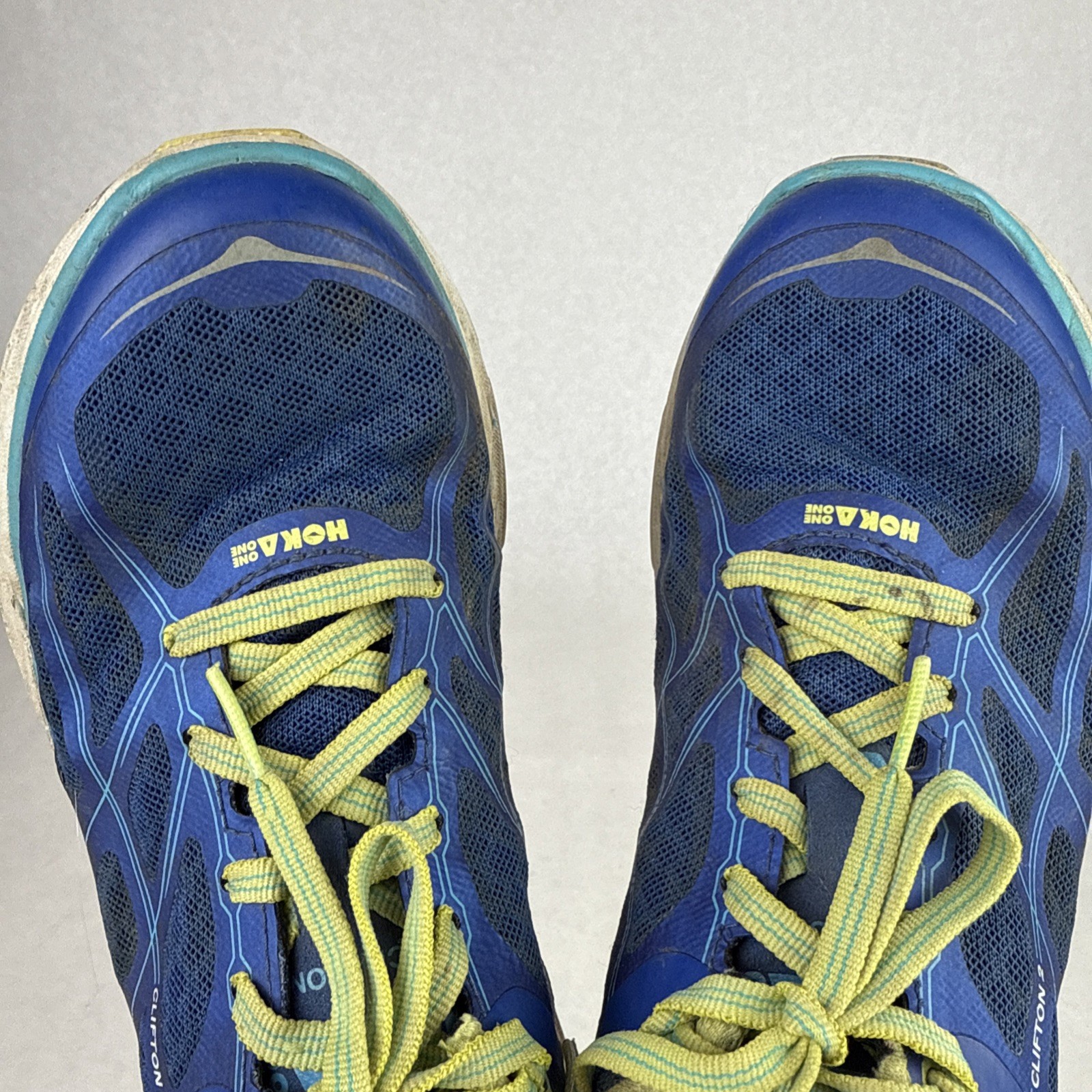 Hoka One One Clifton 2 Shoes Blue Yellow Women’s Size 7/EU 38 2/3 Road Runner Lt