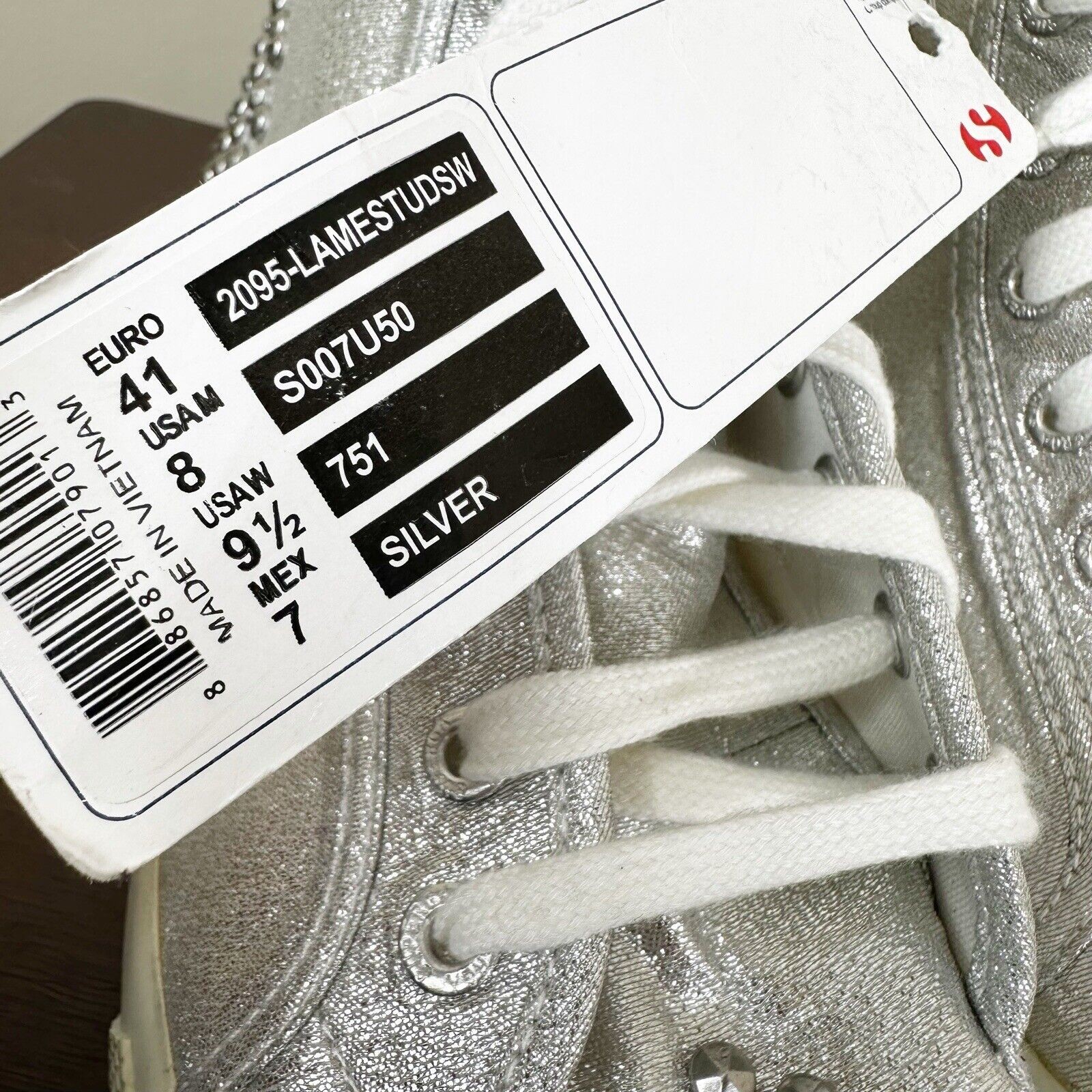 NEW Superga Sneakers Unisex Adults Silver Studded High Top Lace Up Shoes
