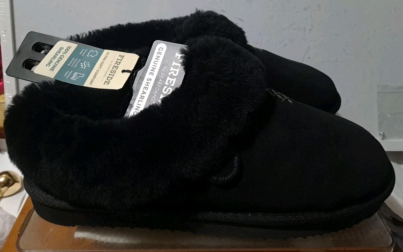 NEW Fireside by Dearfoams Womens Size 11 Adelaide Genuine Shearling Clog Slipper