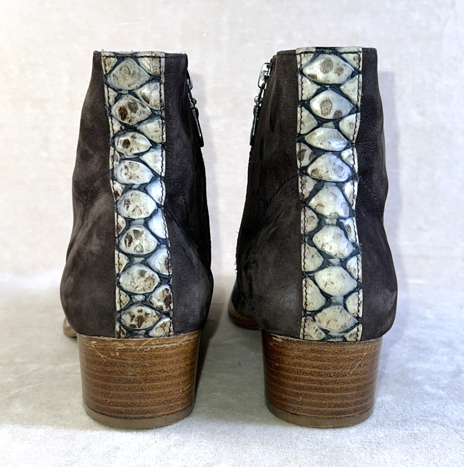 Modern Vice Made in NYC Jett Last Booties Womens 38.5 Leather Snakeskin Preloved