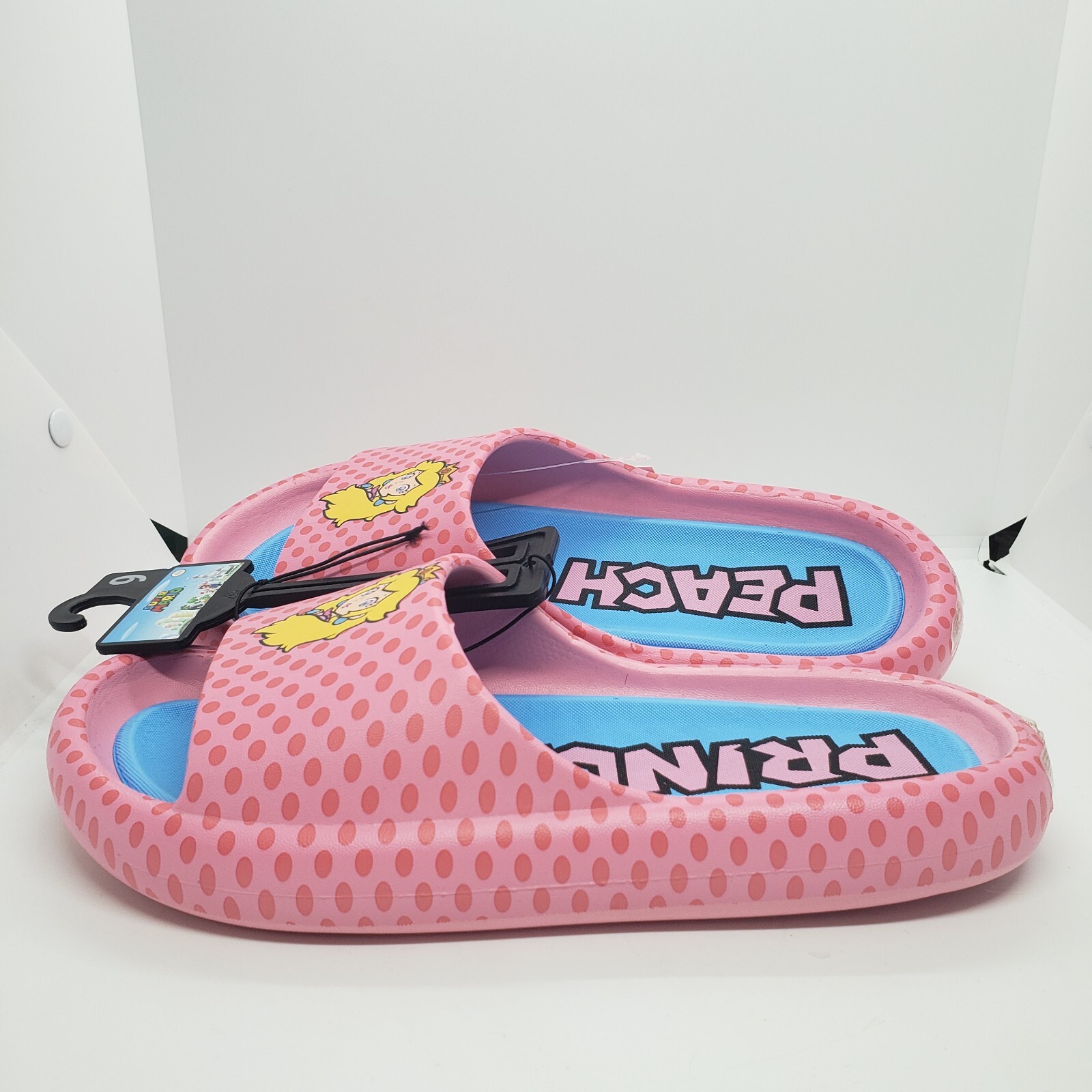 Princess Peach Puffy Slides Sandals Women’s Super Mario Bros Nintendo Pink