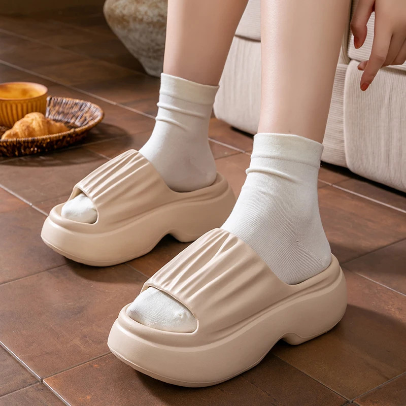 7cm High Heels Thick Bottom Slippers Women Summer 2026 Chunky Platform Eva Sole