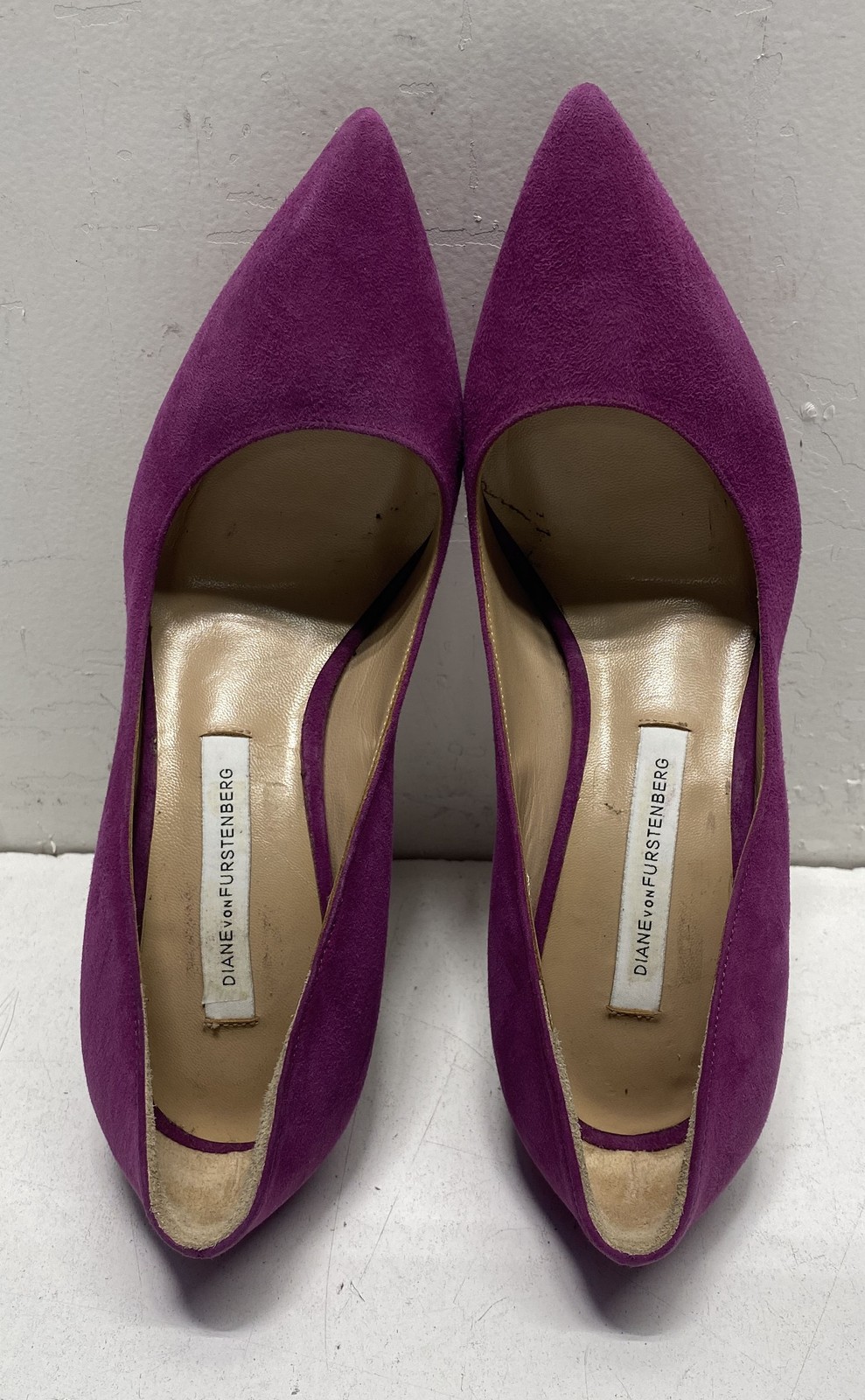 Diane von Furstenberg Anais Purple Suede Platform Pointed Toe Pumps Size 6