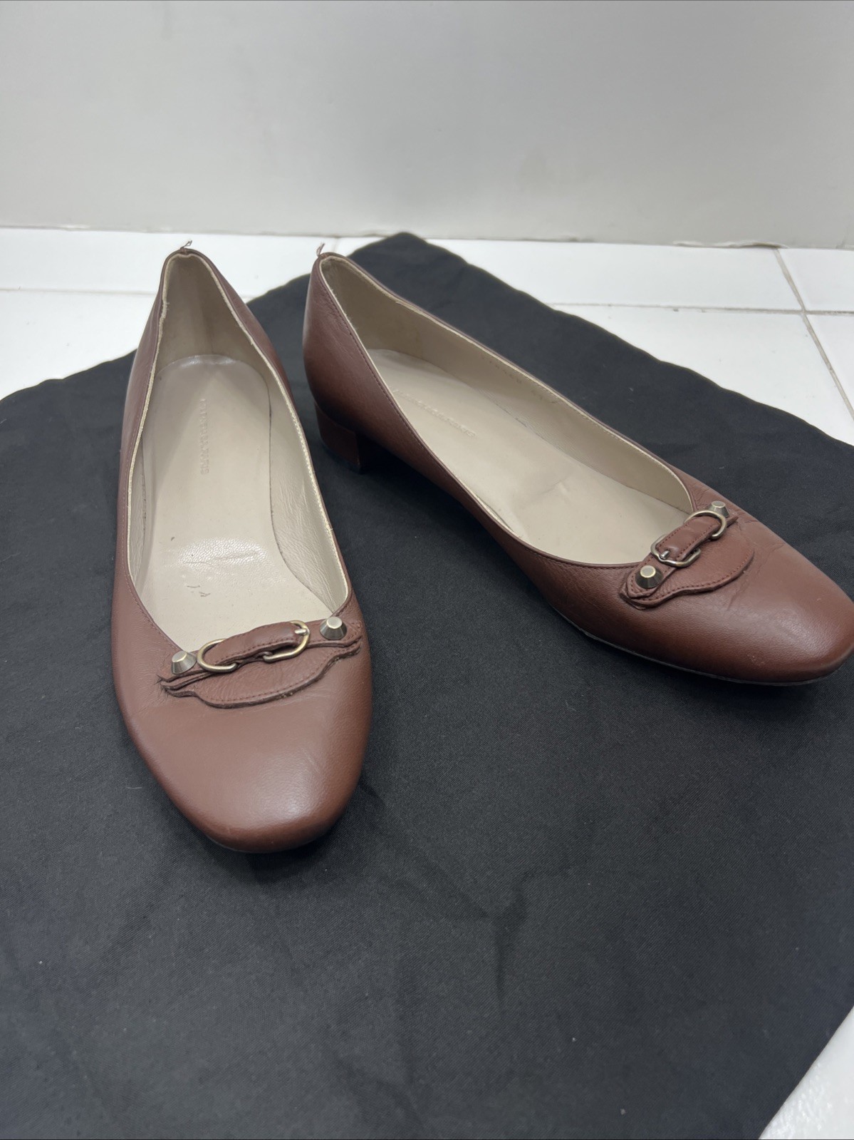 Balenciaga City 41 Ballet Low Pumps Studded Mules Slip On Smoking Loafers Mules