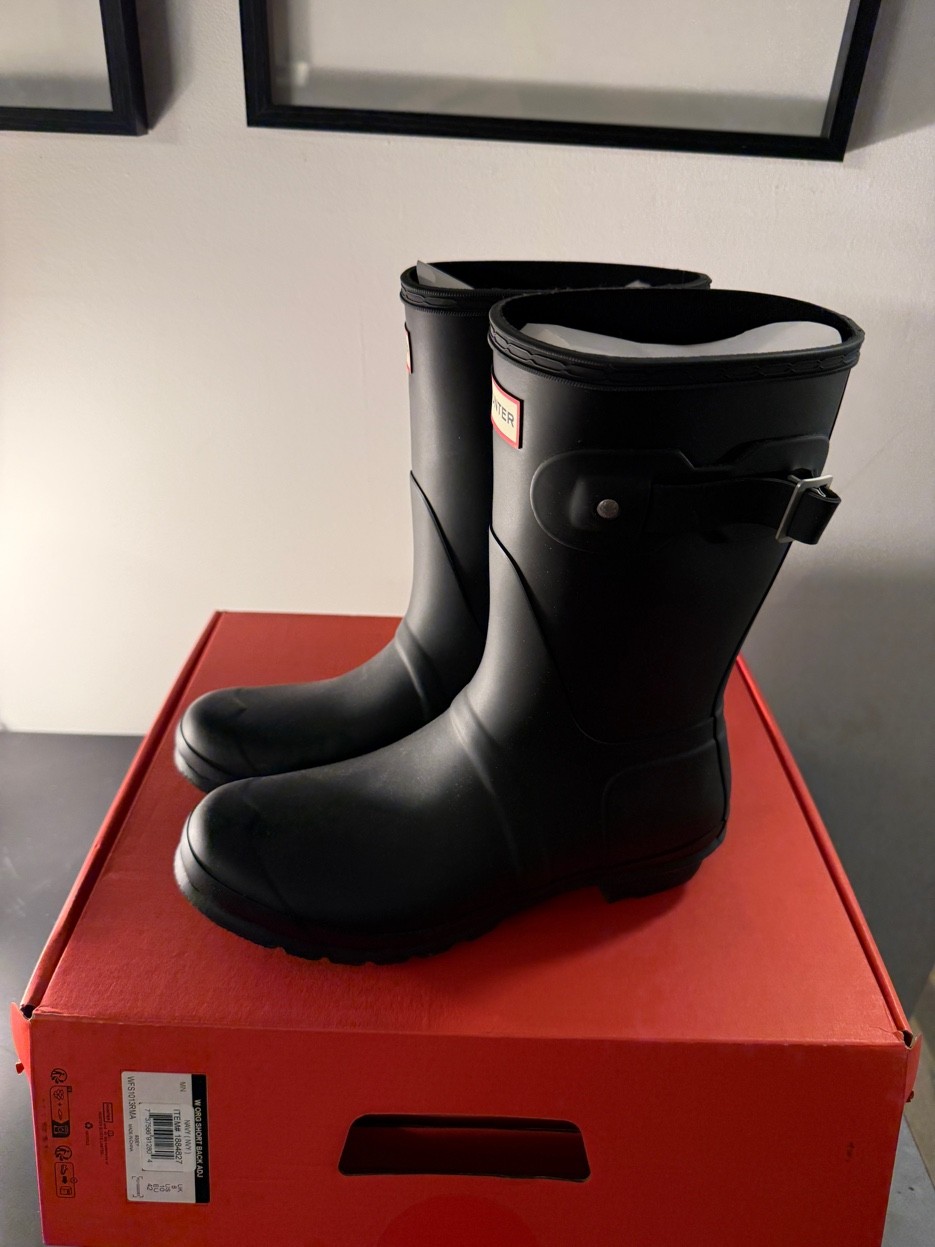 Hunter Original Short Back Adjustable Rain Boot Womens Size 10 Black NIB