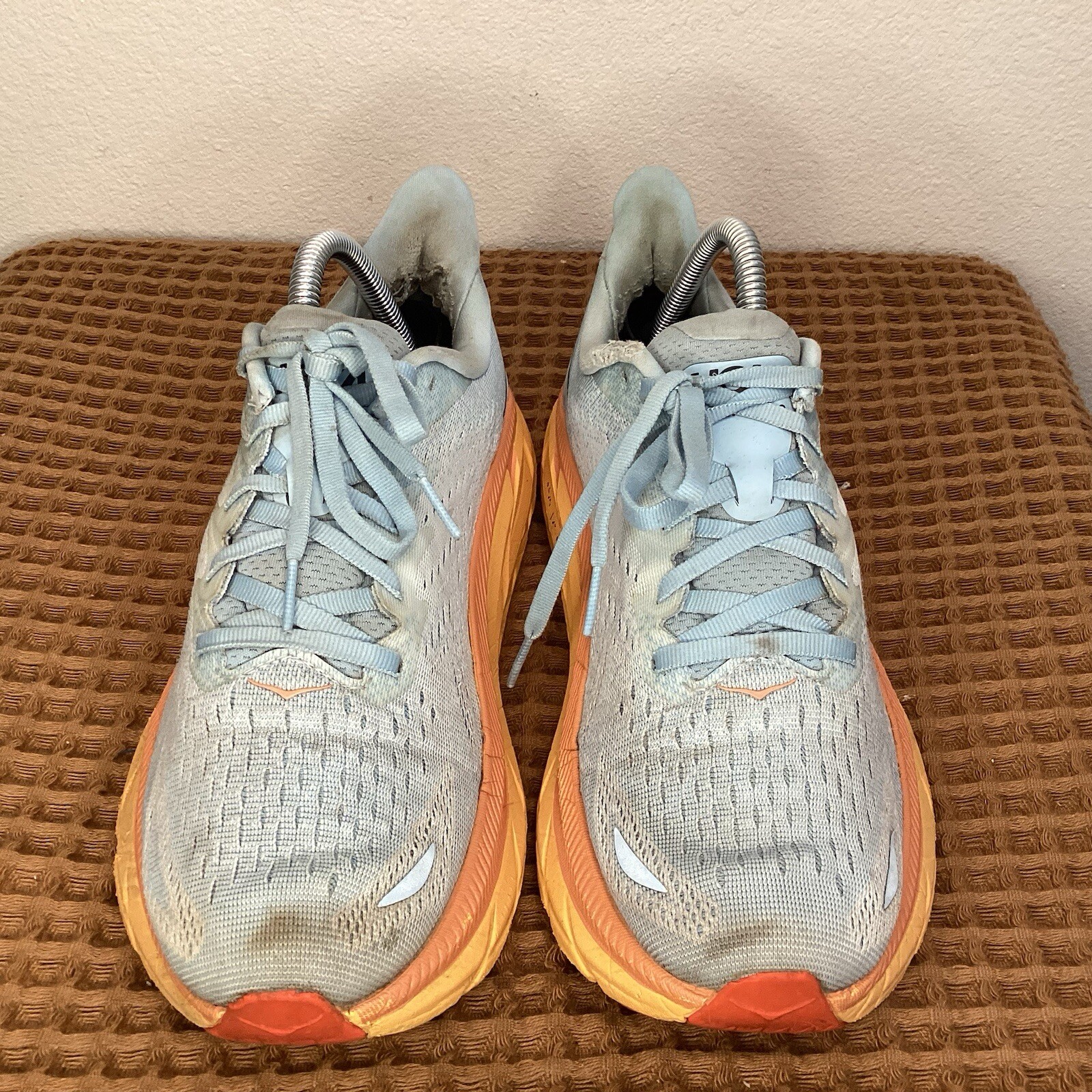 Hoka One Clifton 8 Women’s Size 9 B Running Shoes Lace Up Sneakers Blue Yellow