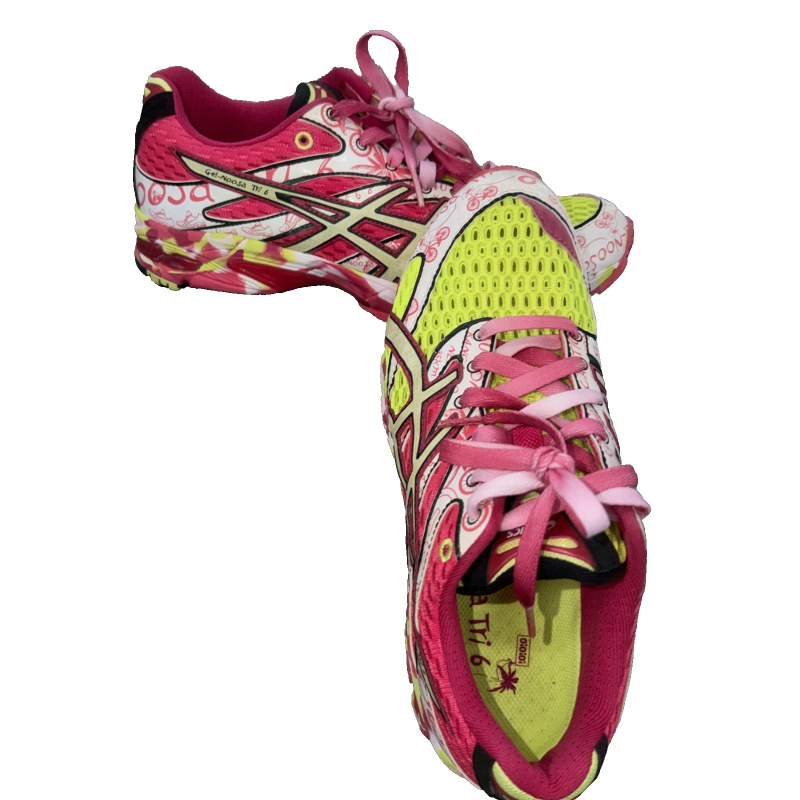 ASICS Gel Noosa Tri 6 W Size 8 Pink Lime Green Y2K Vintage Runner EUC T163N
